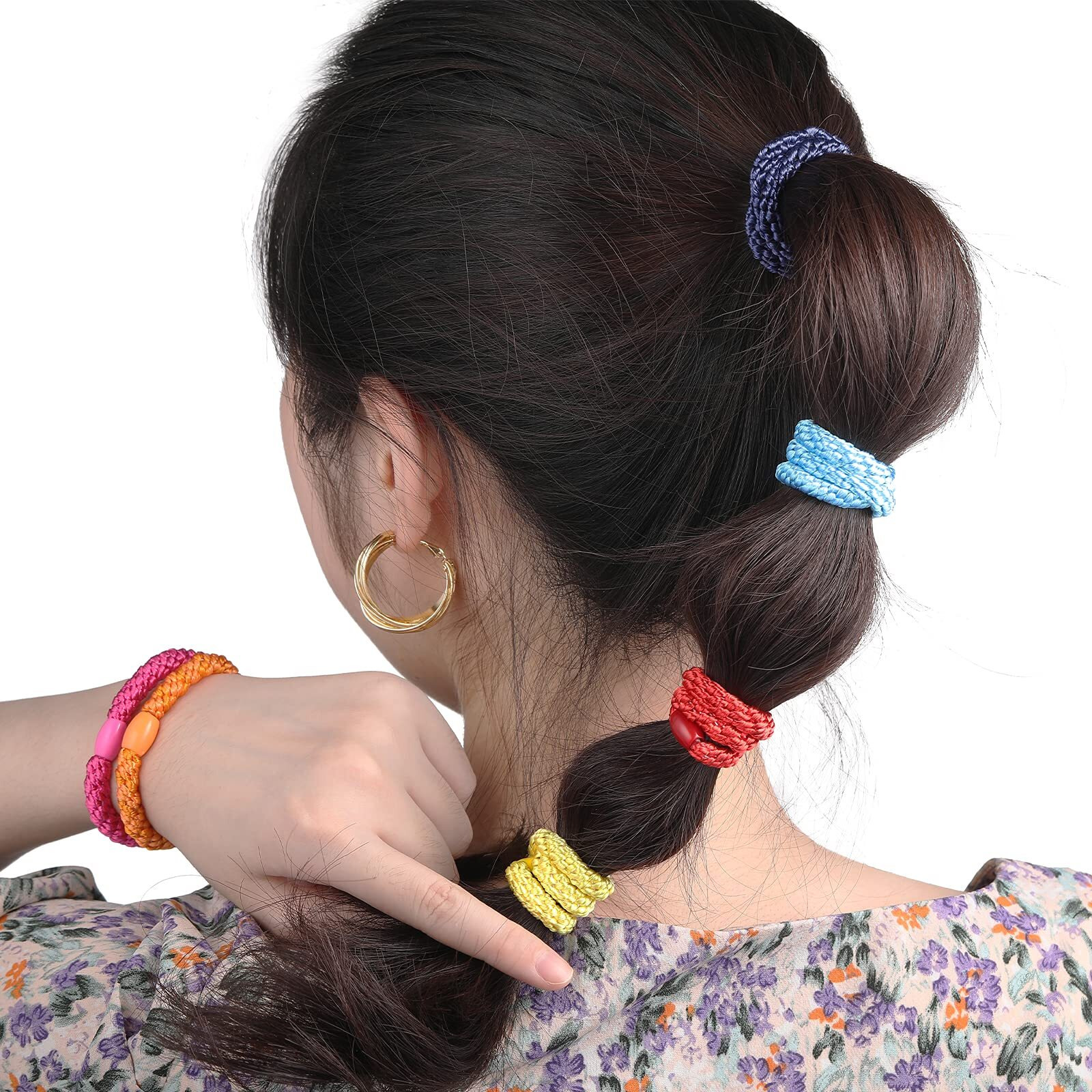 Bracelet Hair Ties For Women Girls  Funtopia 30 Pcs Colorful Elastics Hair Bands Ponytail Holders For Thick Hair  No Metal No Damage Soft Hair Ties With Bead  Bulk Set