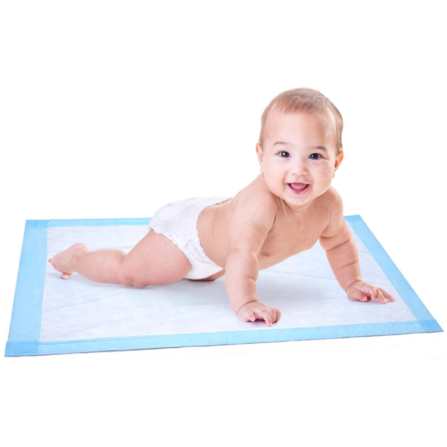 Disposable Baby Changing Pad Liner - 25 Count (24 X 17 Inch) - Soft Disposable Blue Hospital Underpad - Waterproof And Absorbent For Infant And Child