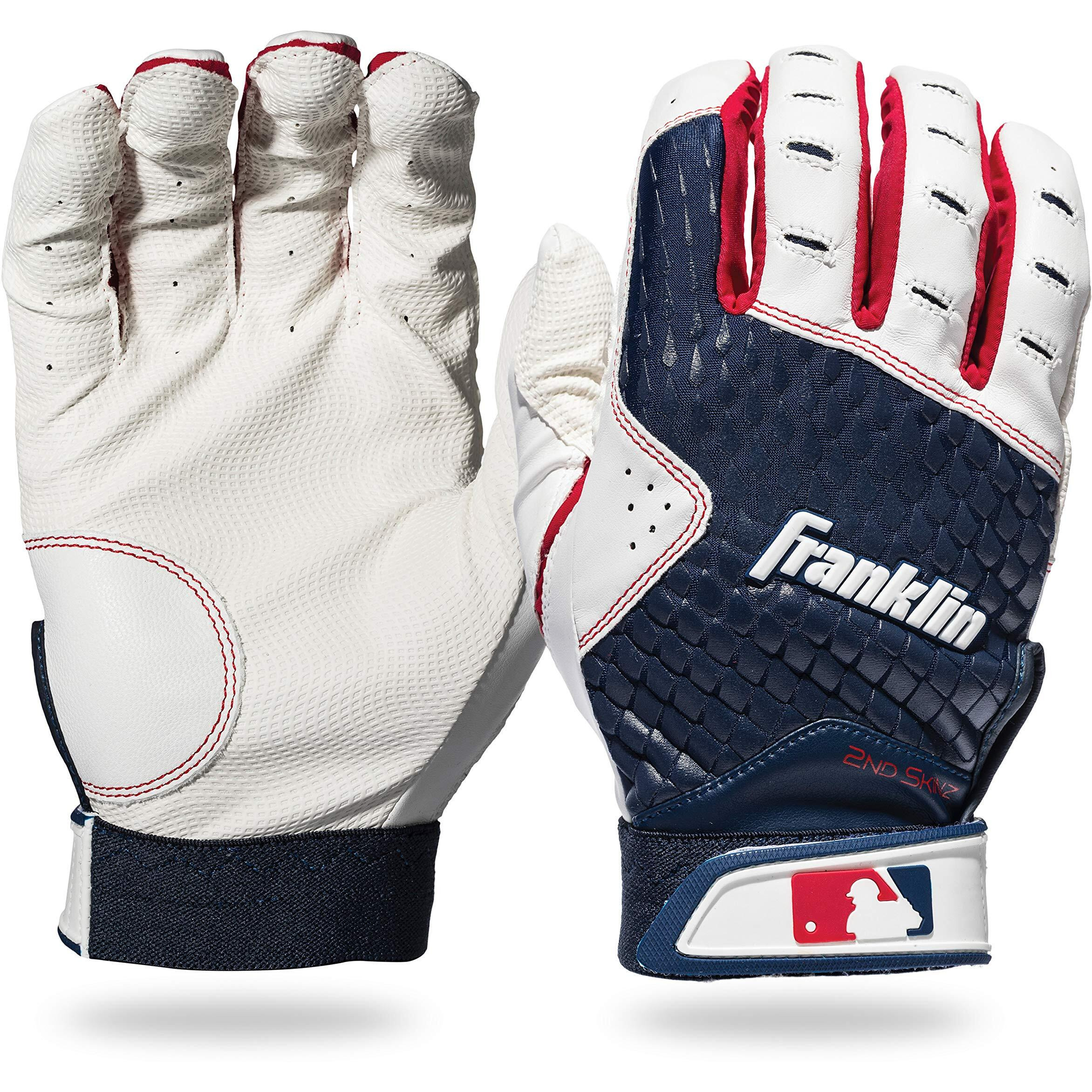 Franklin Sports Mlb - 2Nd Skinz Youth Batting Gloves - Youth Baseball Batting Gloves - Youth Xxs Navy - Extra Extra Small