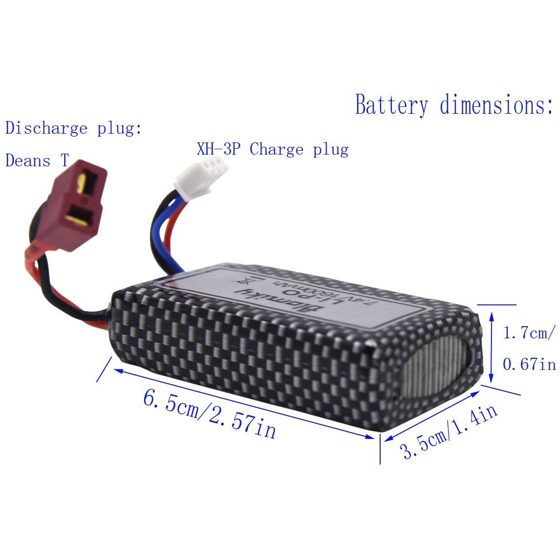 Blomiky 1 Pack 11.84Wh 7.4V 1600Mah T Connector Plug Li-Po Battery And Usb Cable For 9125 1/10 Scale 4X4 48Kmh 4X4 Fast Rc Truck Cars 25-Dj02 9125 Battery 1