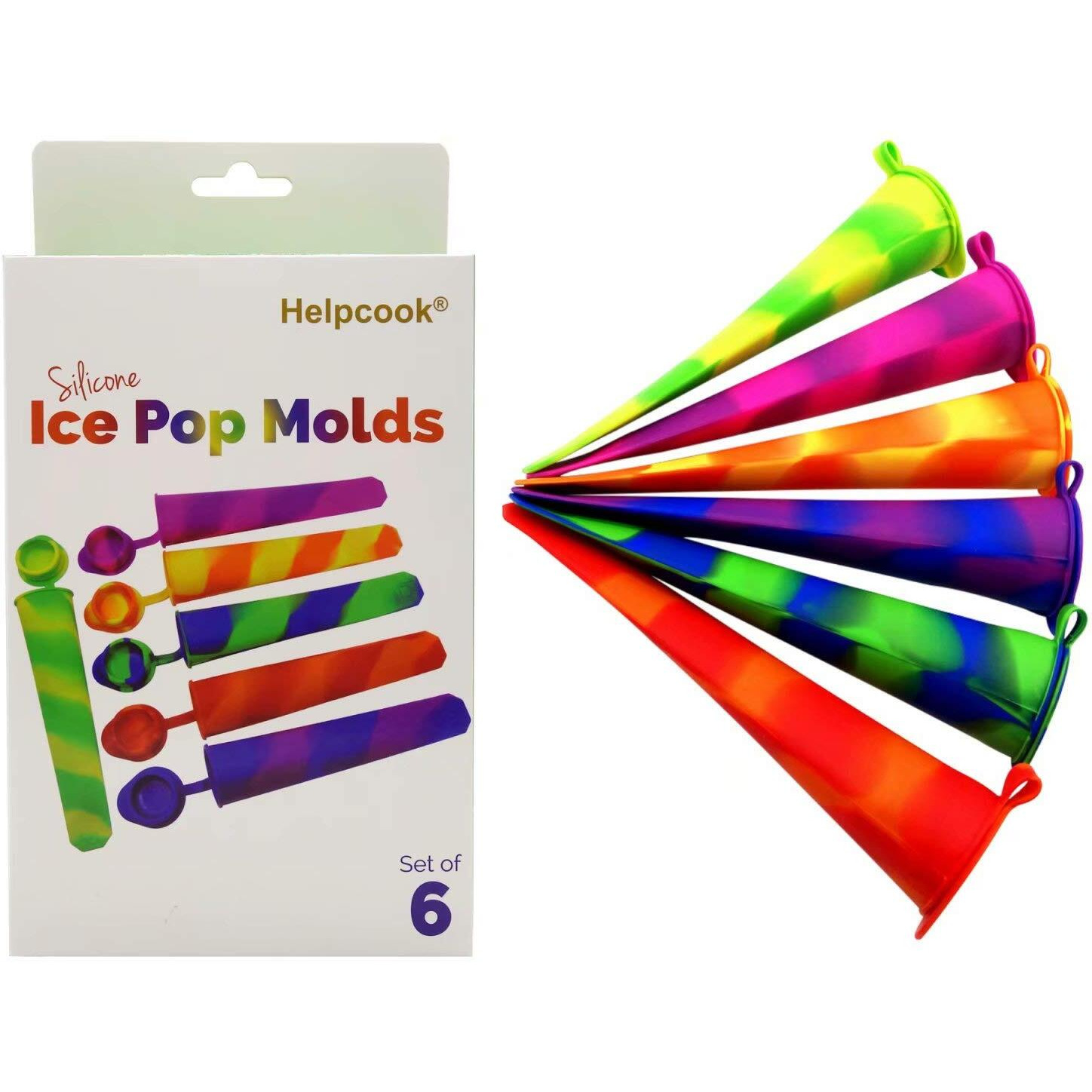 Helpcook Popsicle Molds 6 Pieces Silicone Ice Pop Molds Drip Free Popsicle Maker For Kids Bpa Free Freezer Tubes With Lids For Snacks Popsicle Yogurt Sticks Juice Ice Candy Pops
