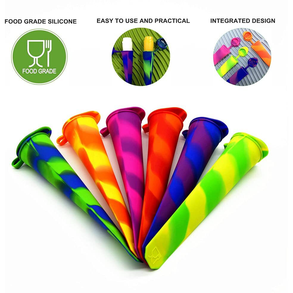 Helpcook Popsicle Molds 6 Pieces Silicone Ice Pop Molds Drip Free Popsicle Maker For Kids Bpa Free Freezer Tubes With Lids For Snacks Popsicle Yogurt Sticks Juice Ice Candy Pops