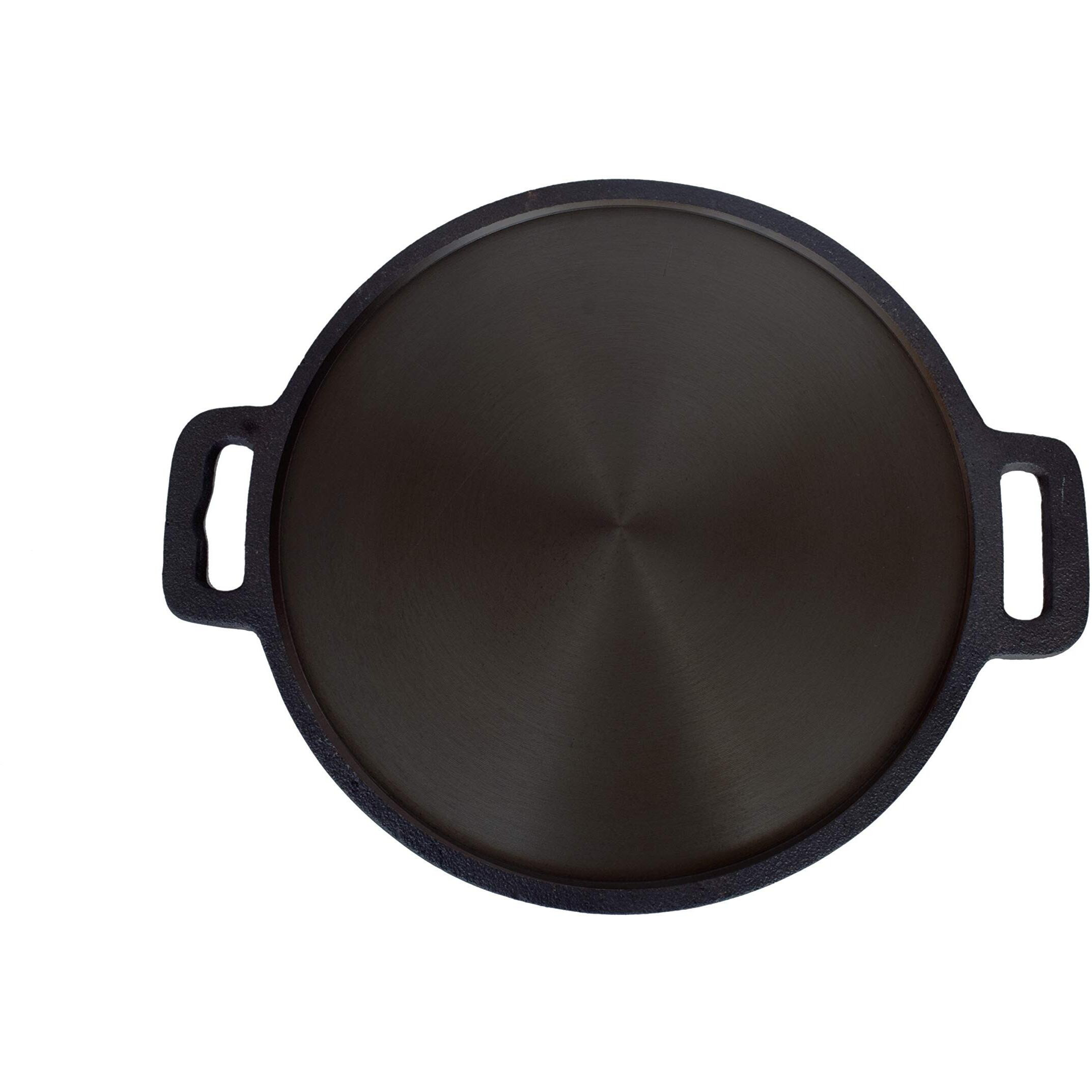 Highkind Pre-Seasoned Cast Iron Dosa Tawa 12 Inches  Perfect For Cooking On Gas  Induction And Electric Cooktops