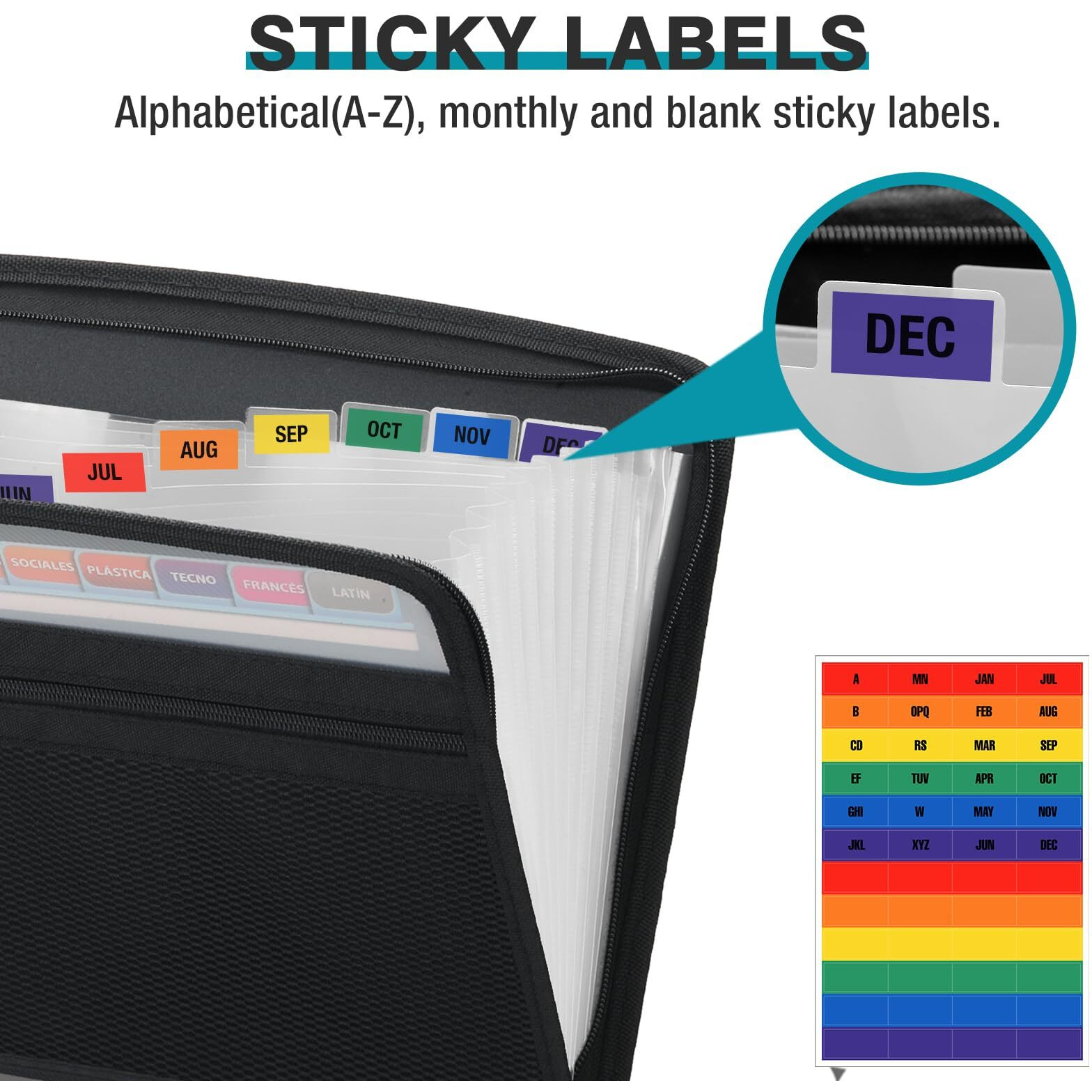 H4D Zippered Accordion File Organizer With Front Mesh Pouch  13 Pocket Expanding File Folder Accordian Folder  Expandable File Organizer Folder For Documents Letter Size A4 Papers  Clear