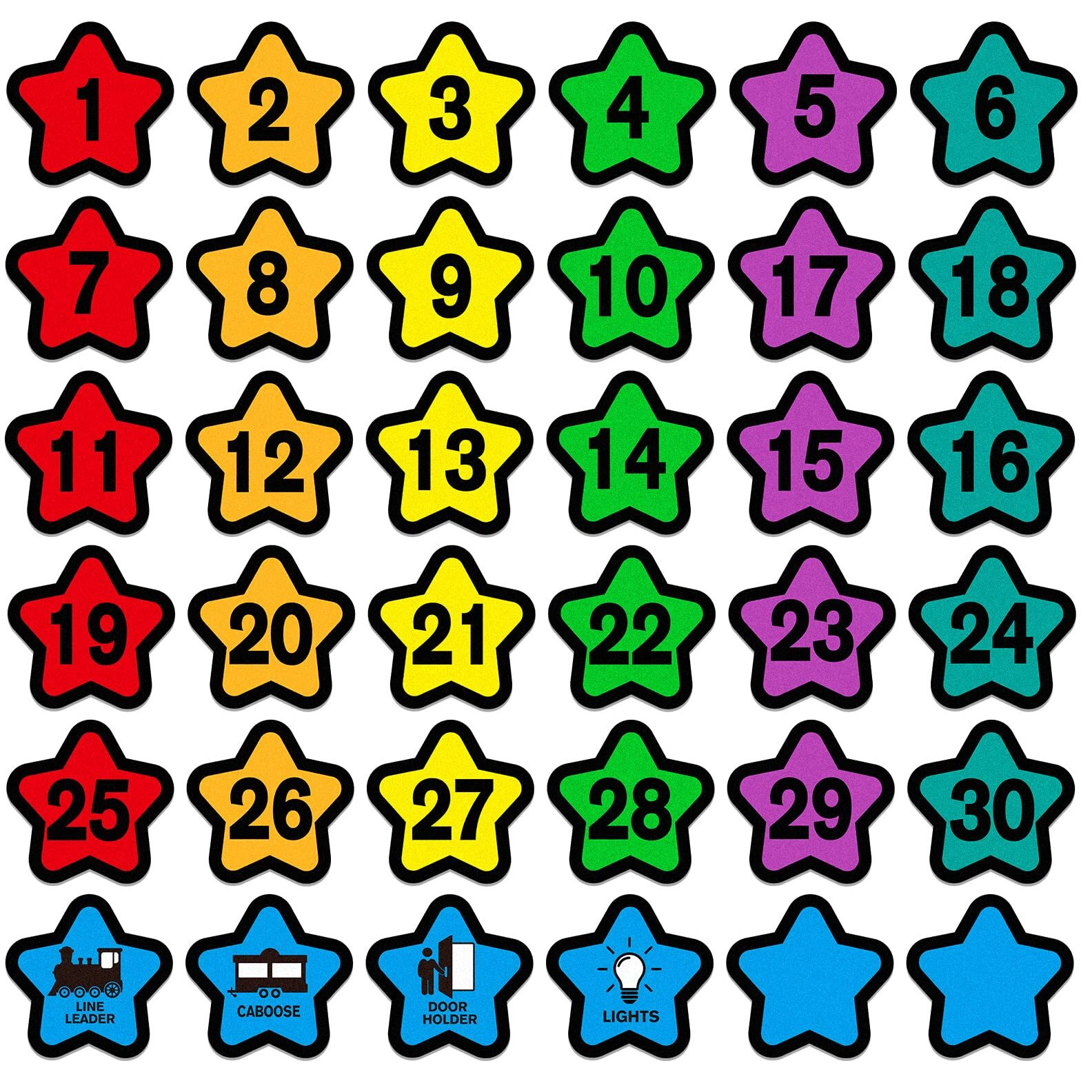 Whatsign 36Pcs Number Spot Markers Stickers 4"" Line Up Spots For Classroom Floor Number Stickers Classroom Line Up Spot Dots Floor Decals For Back To School Kindergarten Preschool Elementary Classroom
