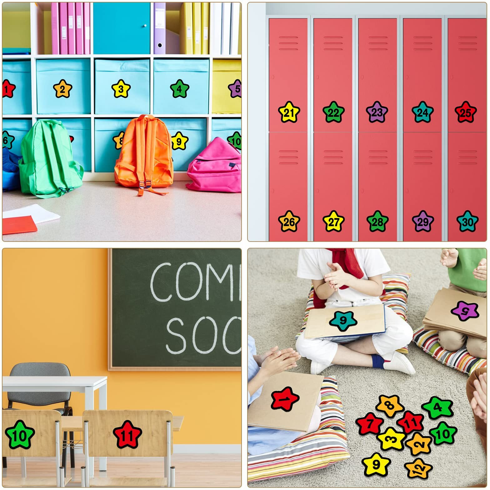 Whatsign 36Pcs Number Spot Markers Stickers 4"" Line Up Spots For Classroom Floor Number Stickers Classroom Line Up Spot Dots Floor Decals For Back To School Kindergarten Preschool Elementary Classroom