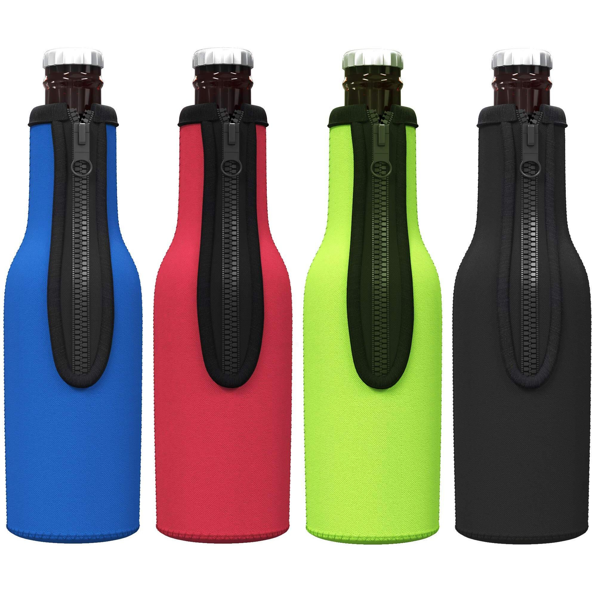 Tahoebay Beer Bottle Insulator Sleeves (Multicolor) Neoprene Coolers With Zipper For 12Oz Longneck Bottles (Multicolor (4-Pack))