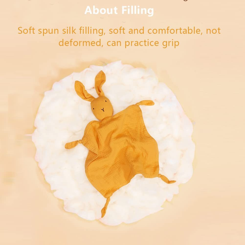 Peipeiwu Organic Cotton Muslin Lovey Blanket  Organic Cotton Muslin Bunny Security Blanket Soft & Breathable Lovie Baby Gifts For Boys And Girls