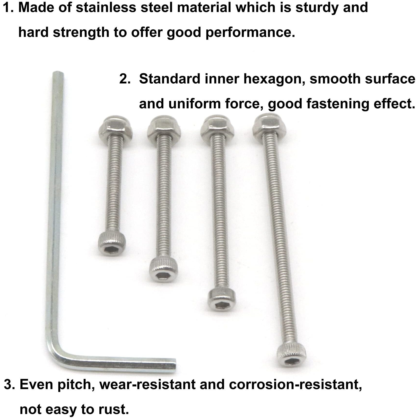 Binifimux 160Pcs M2.5 Hex Socket Cap Screws Self Locking Nuts Assortment Kit With Wrench  Silver 304 Stainless Steel  M2.5X20Mm/ 25Mm/ 30Mm/ 35Mm/40Mm/45Mm