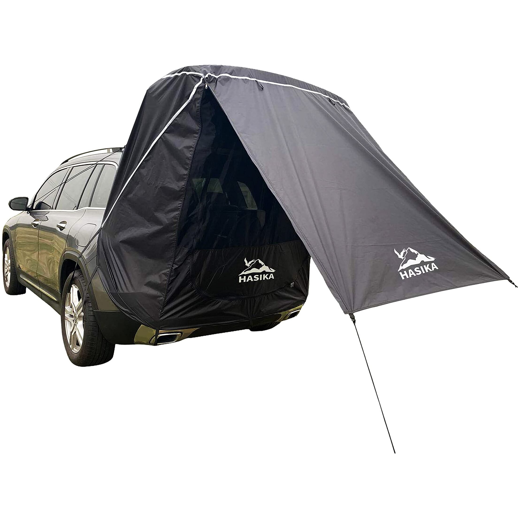 Hasika Suv Camping Tent Car Tailgate Shade Awning With Screen Net Midsize To Full Size Suv Van Waterproof 3000 Mm Upf 50+ Black (Small)