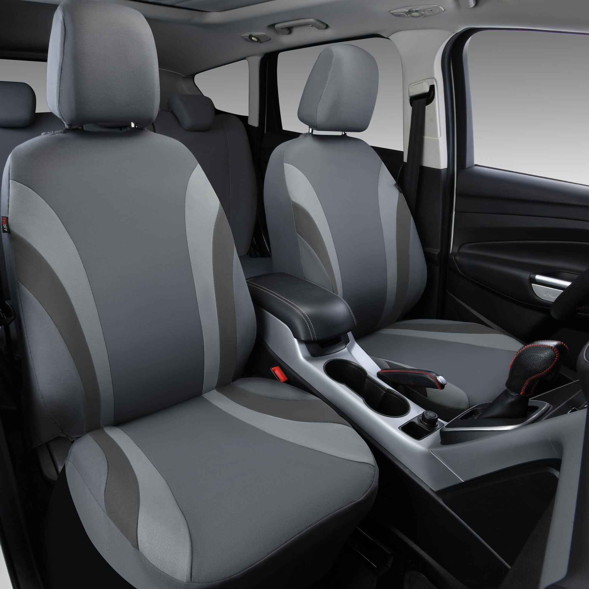 Car Pass Line Rider Sporty Cloth Universal Fit Car Seat Cover -100% Breathable With 5Mm Composite Sponge Inside Airbag Compatible 3Zipper Bench(Full Set  Space Gray)