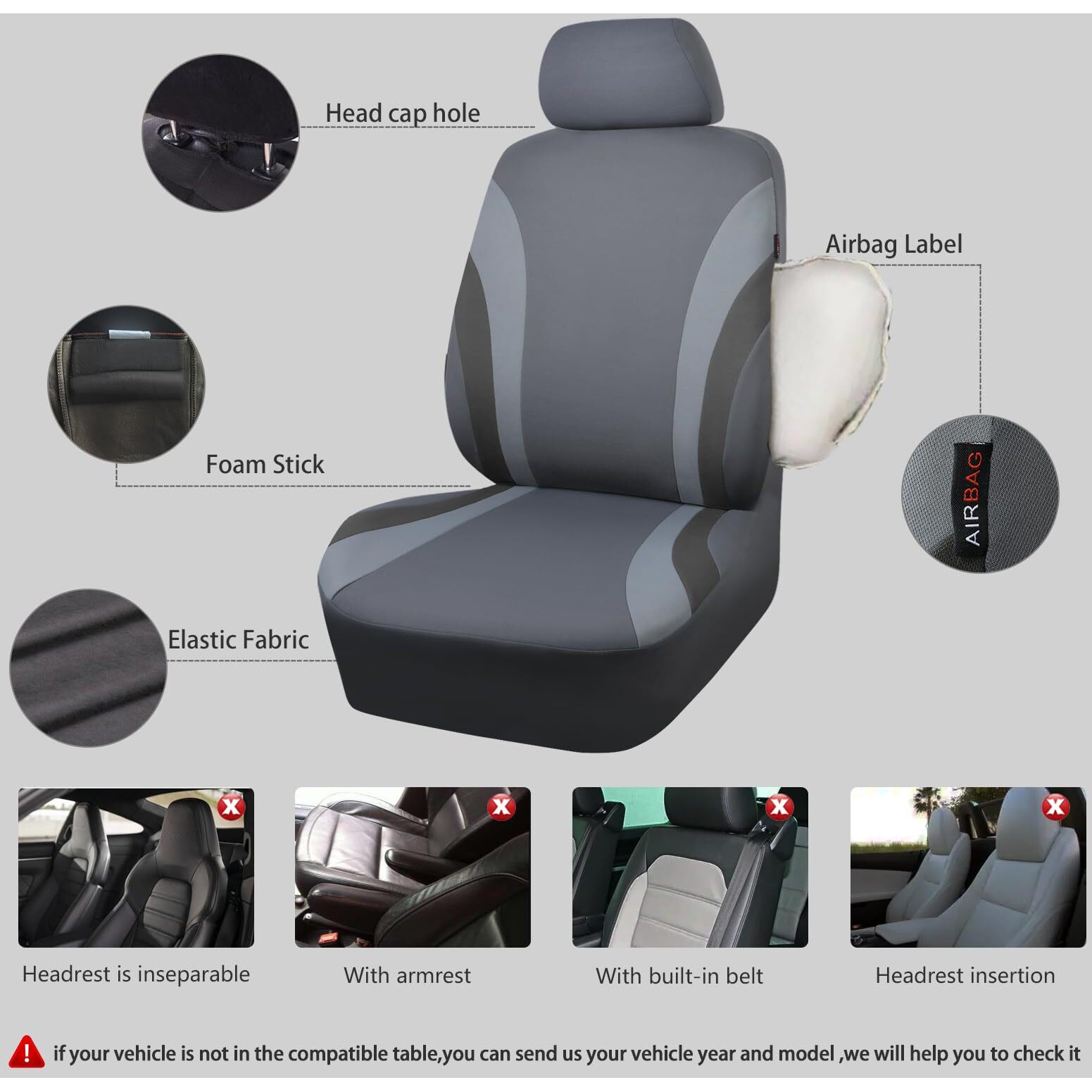 Car Pass Line Rider Sporty Cloth Universal Fit Car Seat Cover -100% Breathable With 5Mm Composite Sponge Inside Airbag Compatible 3Zipper Bench(Full Set  Space Gray)