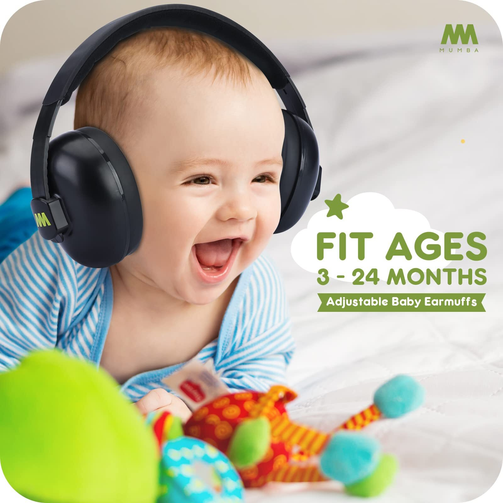 Mumba Baby Ear Protection Noise Cancelling Headphones For Babies And Toddlers Baby Earmuffs - Ages 3-24+ Months
