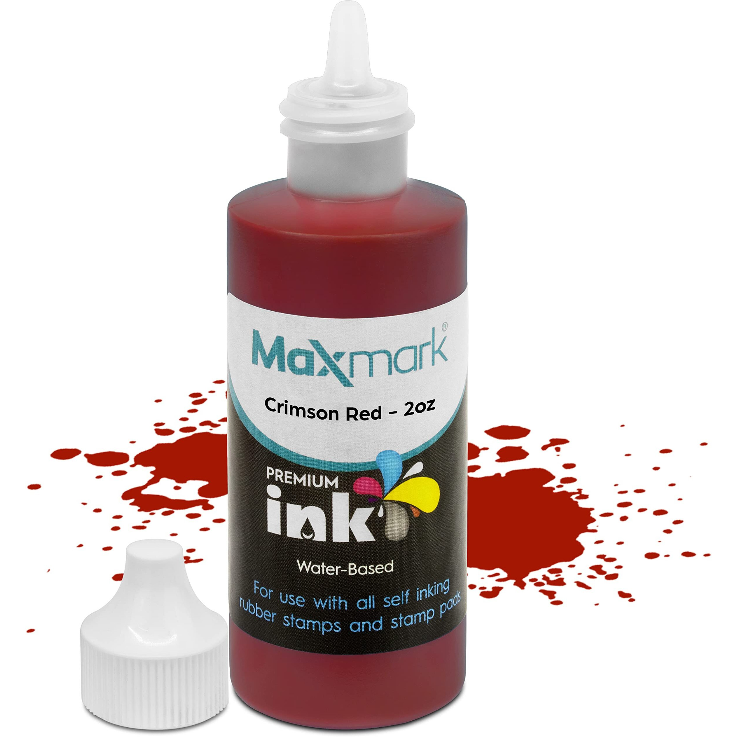 Maxmark Premium Refill Ink For Self Inking Stamps And Stamp Pads  Crimson Red Color - 2 Oz.