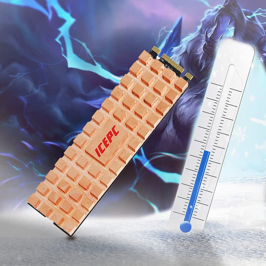 Icepc M.2 Heatsink For Ps5 2280 Ssd Pure Copper Heatsink Kit Cooler Heat Sink With Silicone Based Thermal Pad For Cooling M.2 Ssd Ngff Ssd Nvme Ssd(70X20X4Mm)