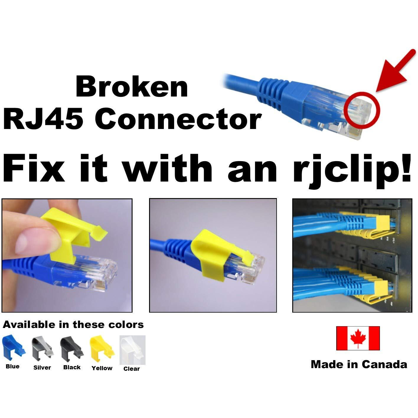 Rjclip - Broken Rj45 Connector Solution (5 Pcs In Black  Silver  Blue  Yellow  And Clear Colors)