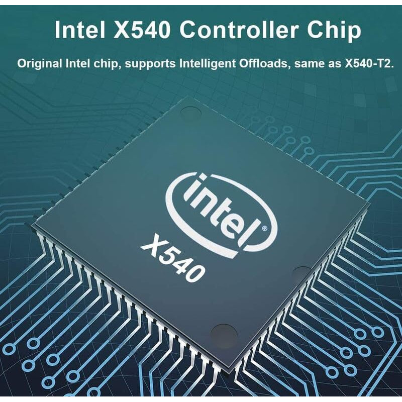10Gb Nic Dual Rj45 Port Pcie Network Card With Intel X540-At2 Controller  10G Ethernet Converged Network Lan Adapter  Support Windows/Linux/Vmware/Esx/Freebsd Server  Compare To Intel X540-T2