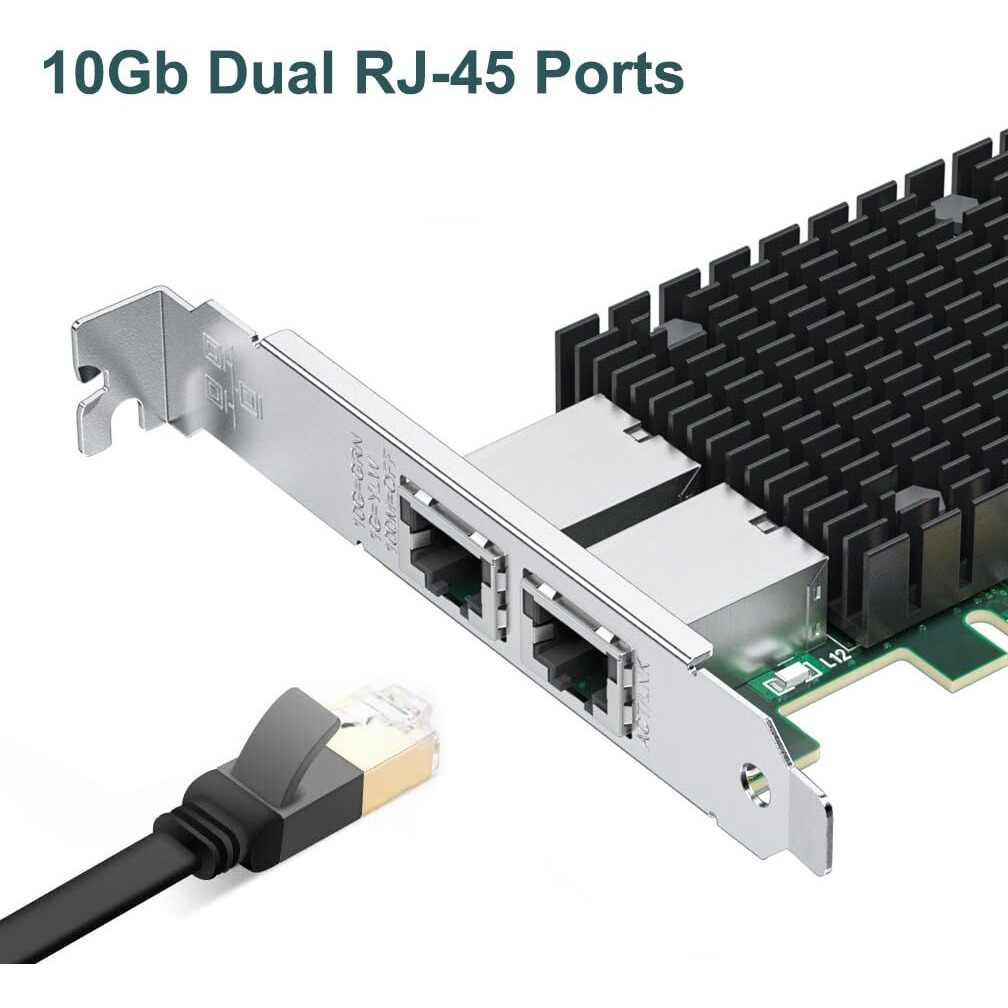 10Gb Nic Dual Rj45 Port Pcie Network Card With Intel X540-At2 Controller  10G Ethernet Converged Network Lan Adapter  Support Windows/Linux/Vmware/Esx/Freebsd Server  Compare To Intel X540-T2