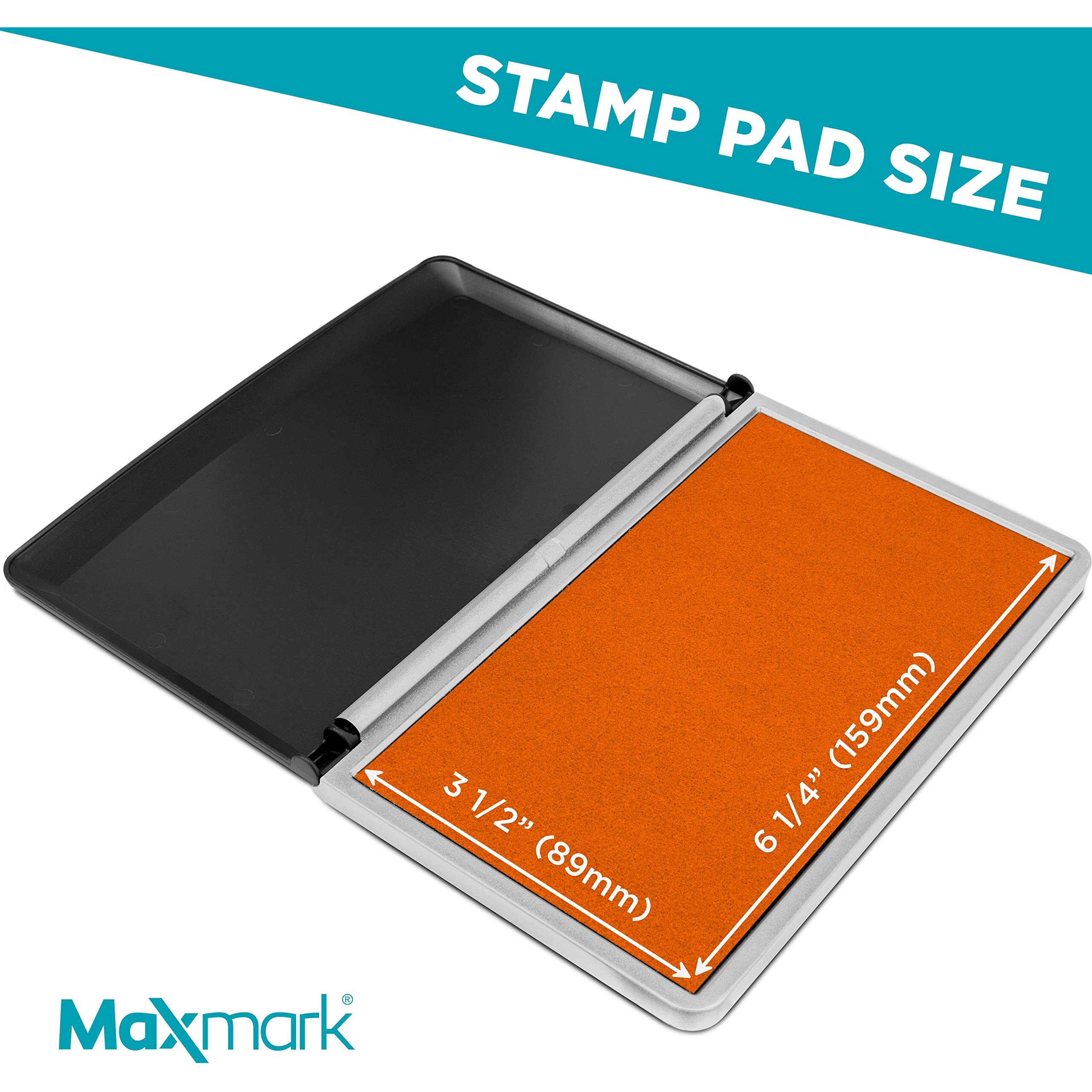 Maxmark Large Premium Orange Ink Stamp Pad - 3.5"" X 6.25"" - Quality Felt Pad