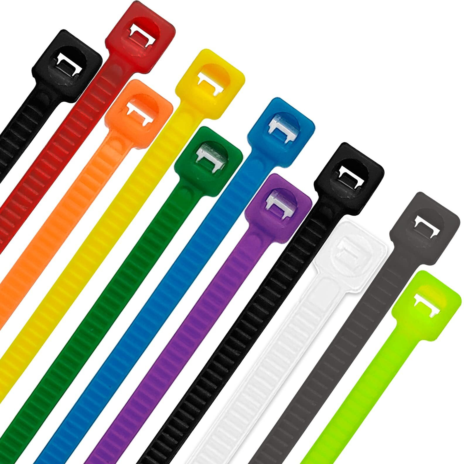 8 Inch 500Pcs Colored Zip Ties 20Lb Strength  Multi-Purpose Cable Ties