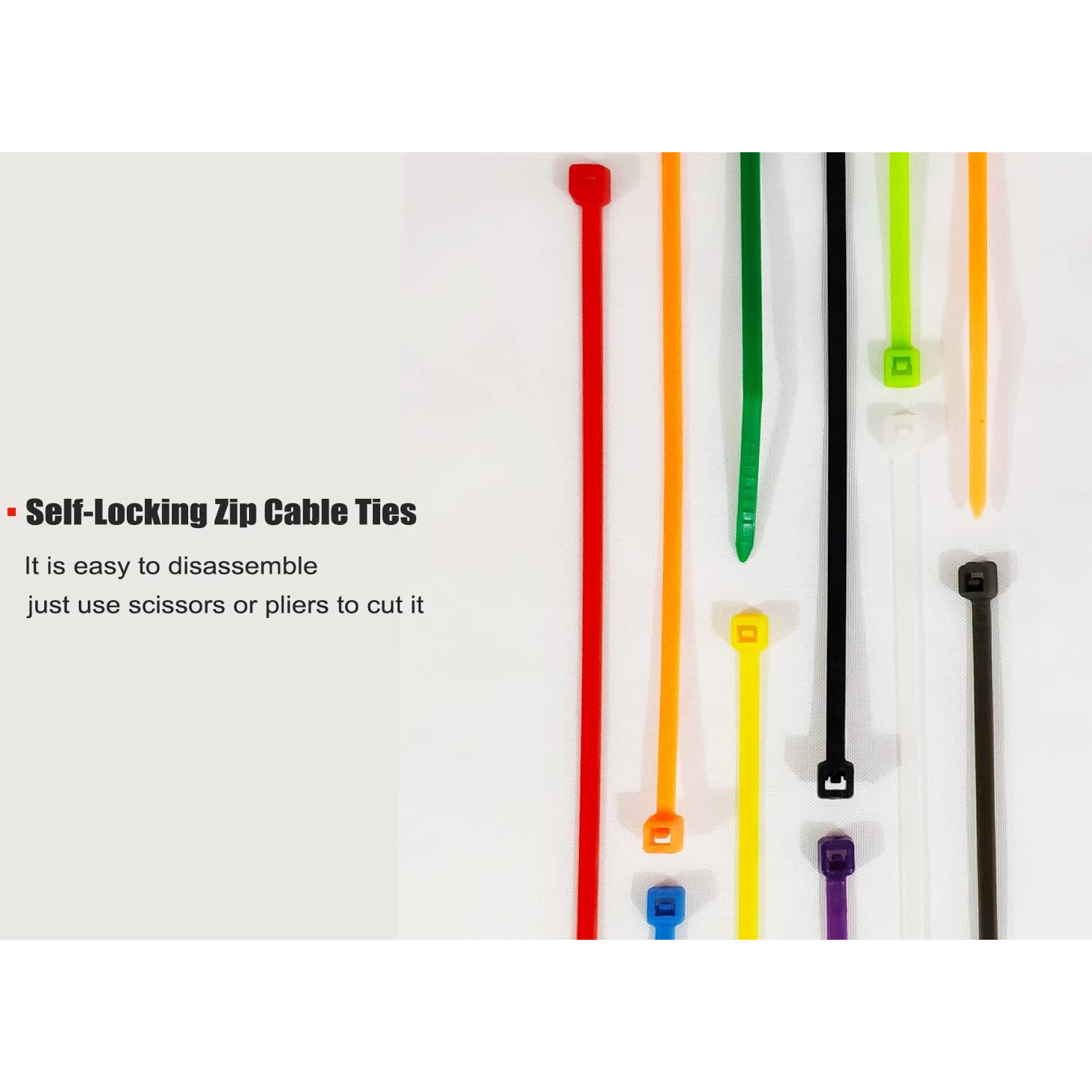 8 Inch 500Pcs Colored Zip Ties 20Lb Strength  Multi-Purpose Cable Ties