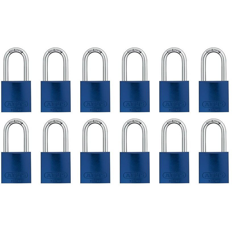 Abus Blue 72/40Hb40 Lockout Tagout Padlock W/ 1.5"" Shackle  12 Pack  Keyed Alike  12 Padlocks With 24 Keys
