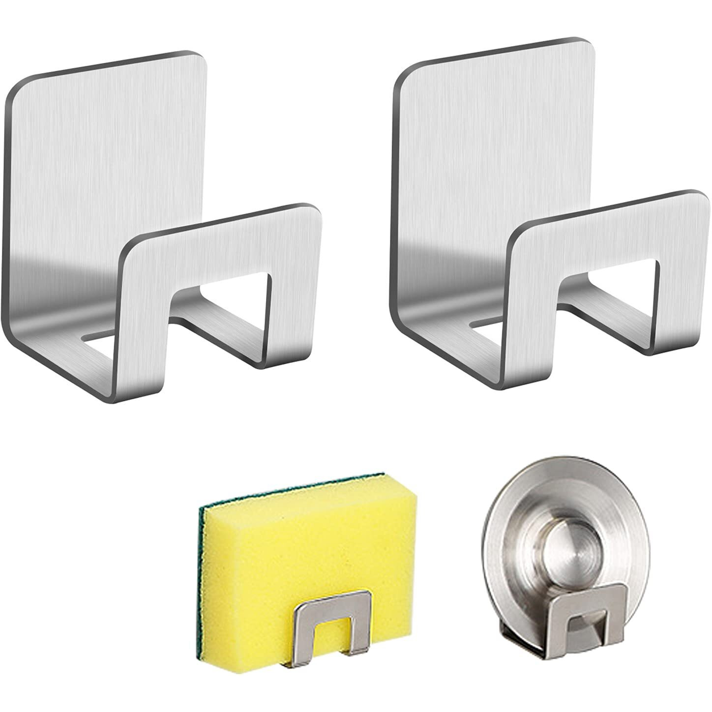 Envibe Sponge Holder  2 Pack Sponge Holder For Kitchen Sink  Easy To Install  Strong And Sturdy  Good Ventilation Performance To Keep The Sponge Dry. (Silver)