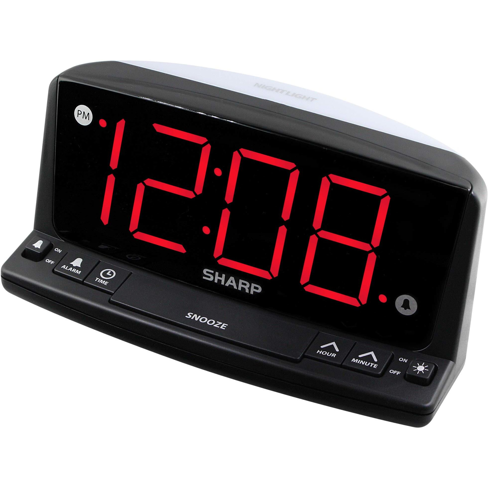 Sharp Led Digital Alarm Clock - Simple Operation - Easy To See Large Numbers  Built In Night Light  Loud Beep Alarm With Snooze  Bright Big Red Digit Display