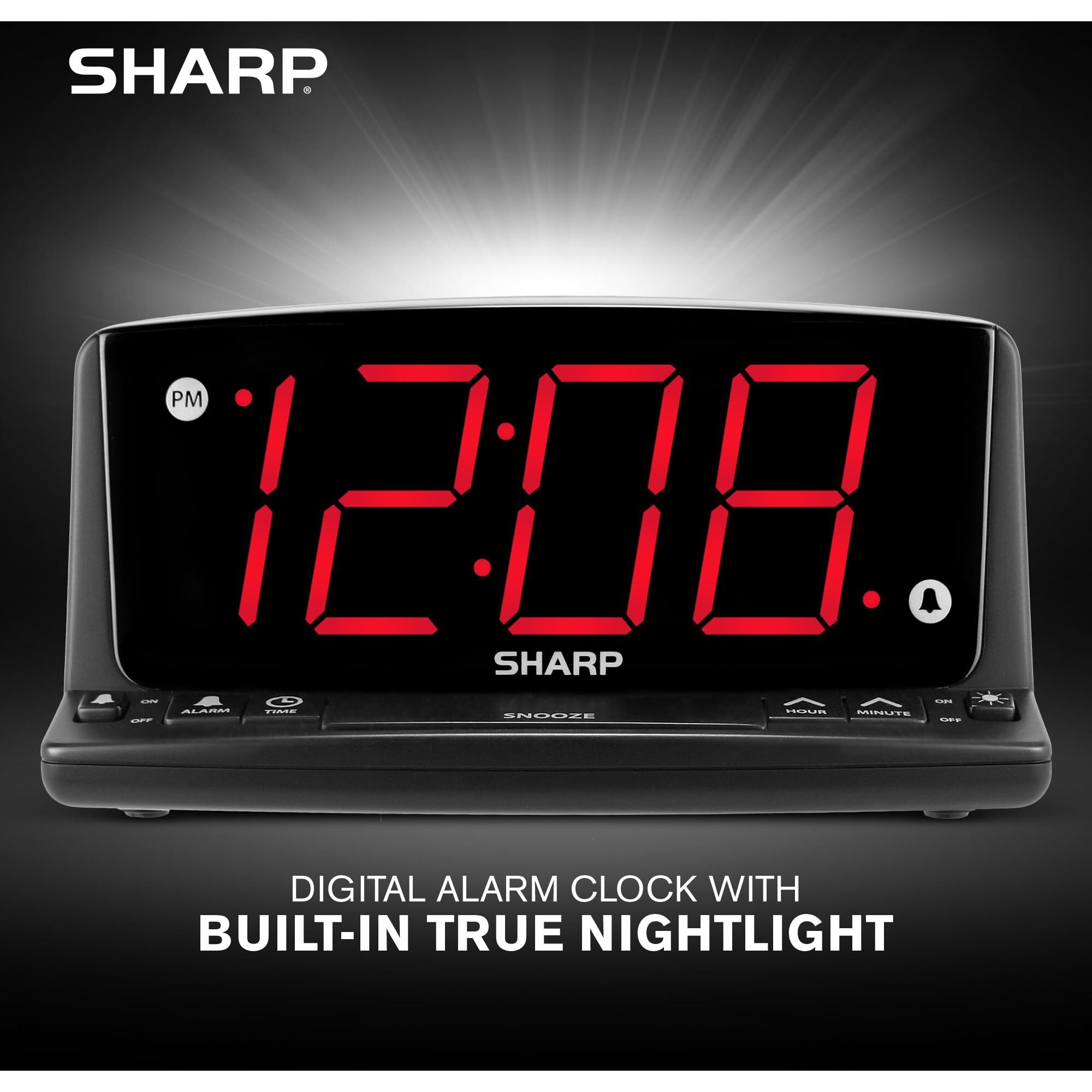 Sharp Led Digital Alarm Clock - Simple Operation - Easy To See Large Numbers  Built In Night Light  Loud Beep Alarm With Snooze  Bright Big Red Digit Display