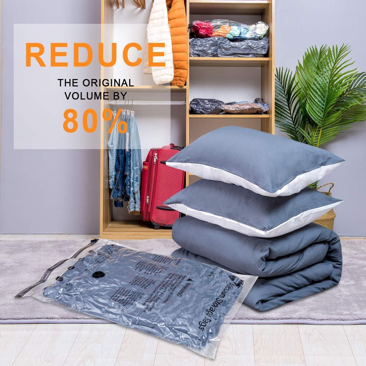 Vacuum Storage Bags (10 X Jumbo)  Space Saver Sealer Compression Bags With Travel Hand Pump For Blankets  Comforters  Pillows  Clothes Storage