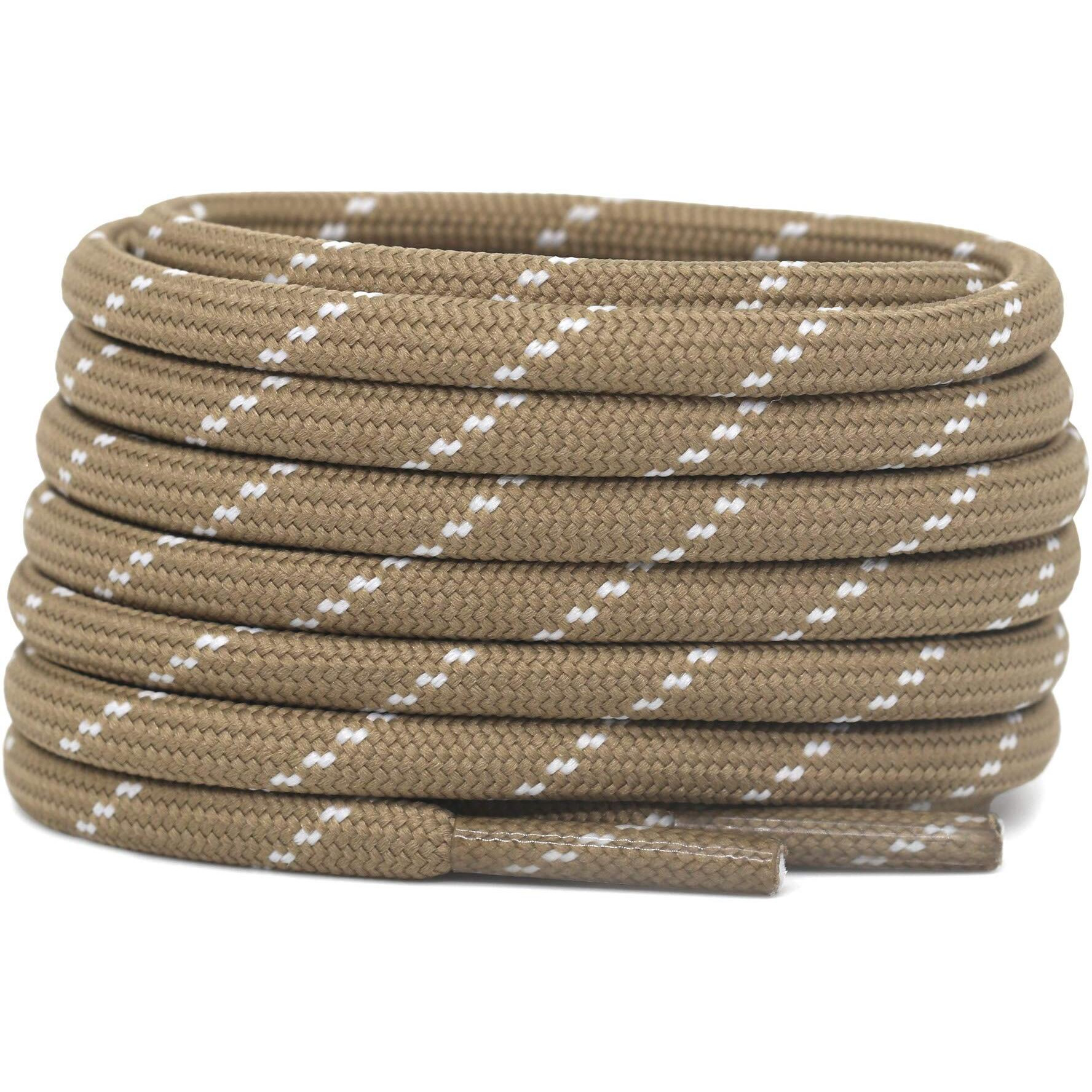Delele 2 Pair Thick Round Climbing Shoelaces Khaki White Dots Hiking Shoe Laces Boot Laces 38 Inch