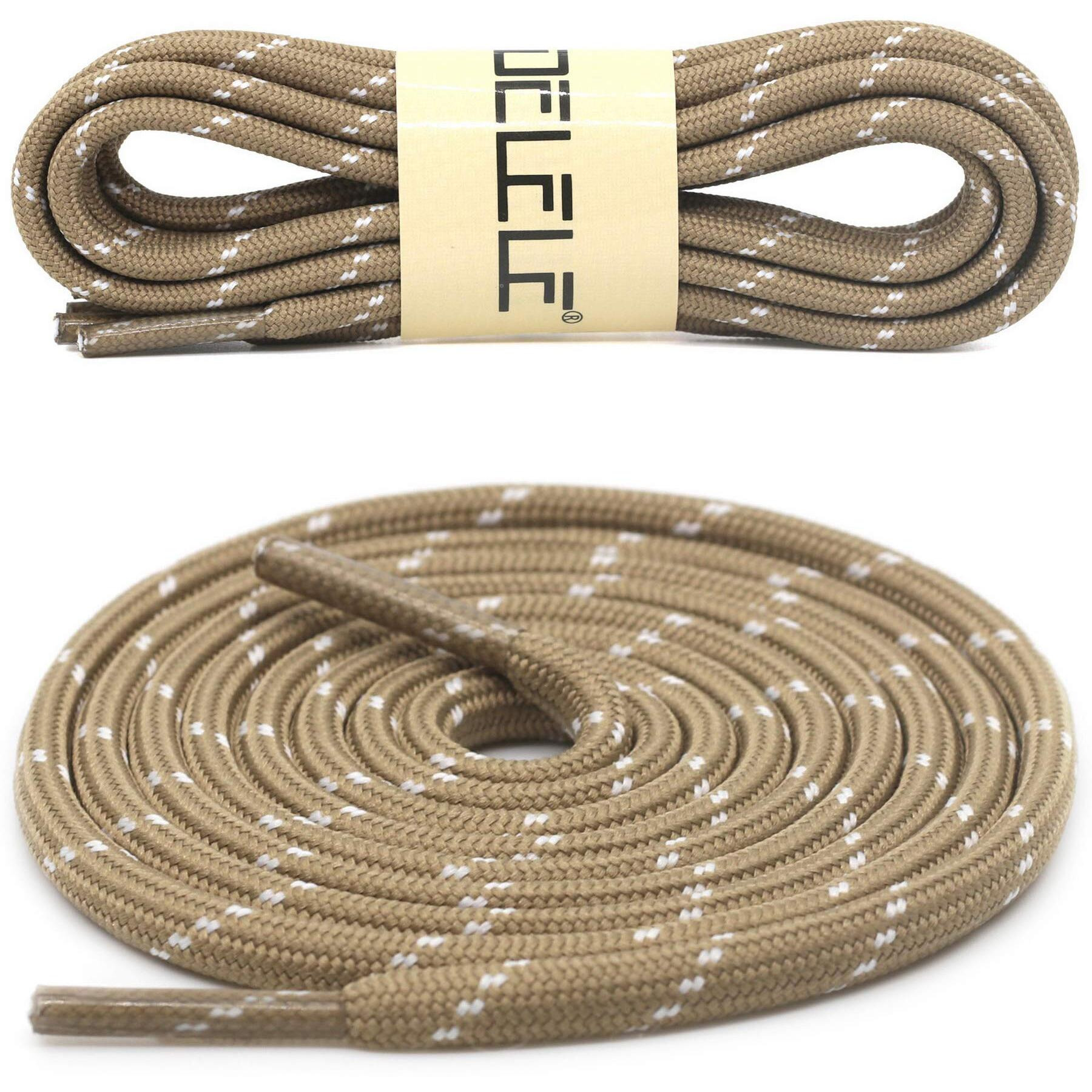 Delele 2 Pair Thick Round Climbing Shoelaces Khaki White Dots Hiking Shoe Laces Boot Laces 38 Inch