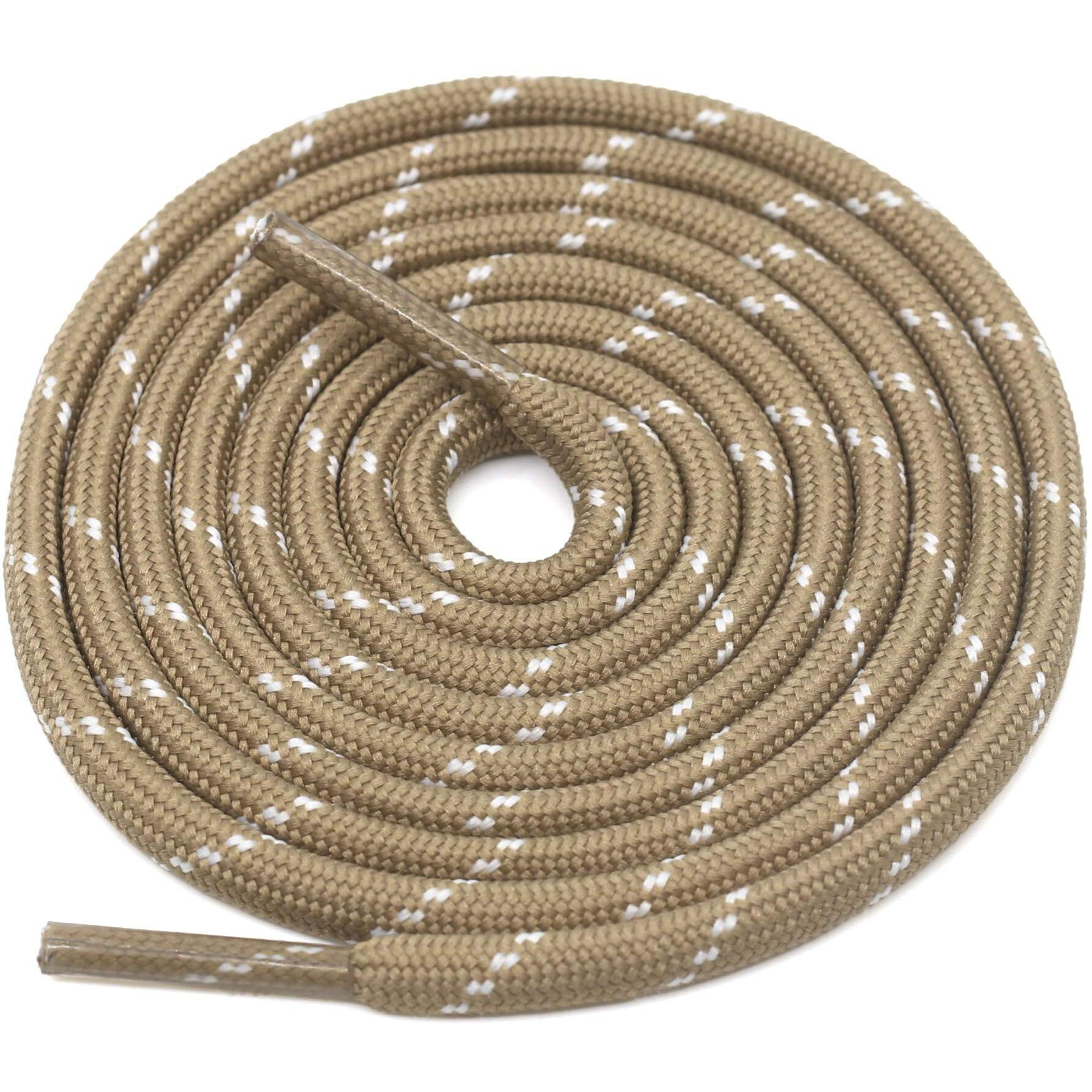 Delele 2 Pair Thick Round Climbing Shoelaces Khaki White Dots Hiking Shoe Laces Boot Laces 38 Inch
