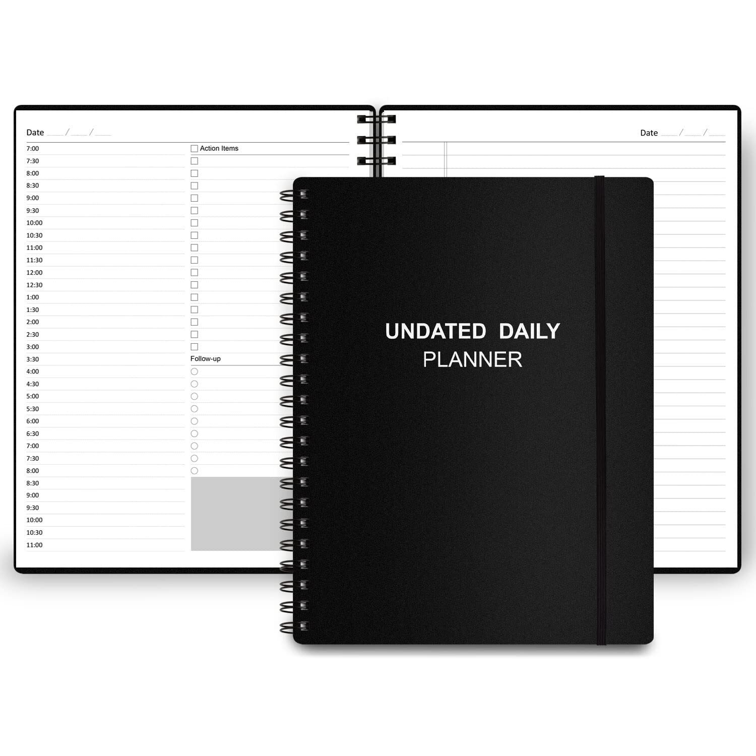 Undated Daily Planner - Undated Planner With Hourly Schedules  Action Items And Follow-Up  A4 Daily Organizer Notebook To Increase Productivity  Appointment Book For Time Management  8.5  11 Inch