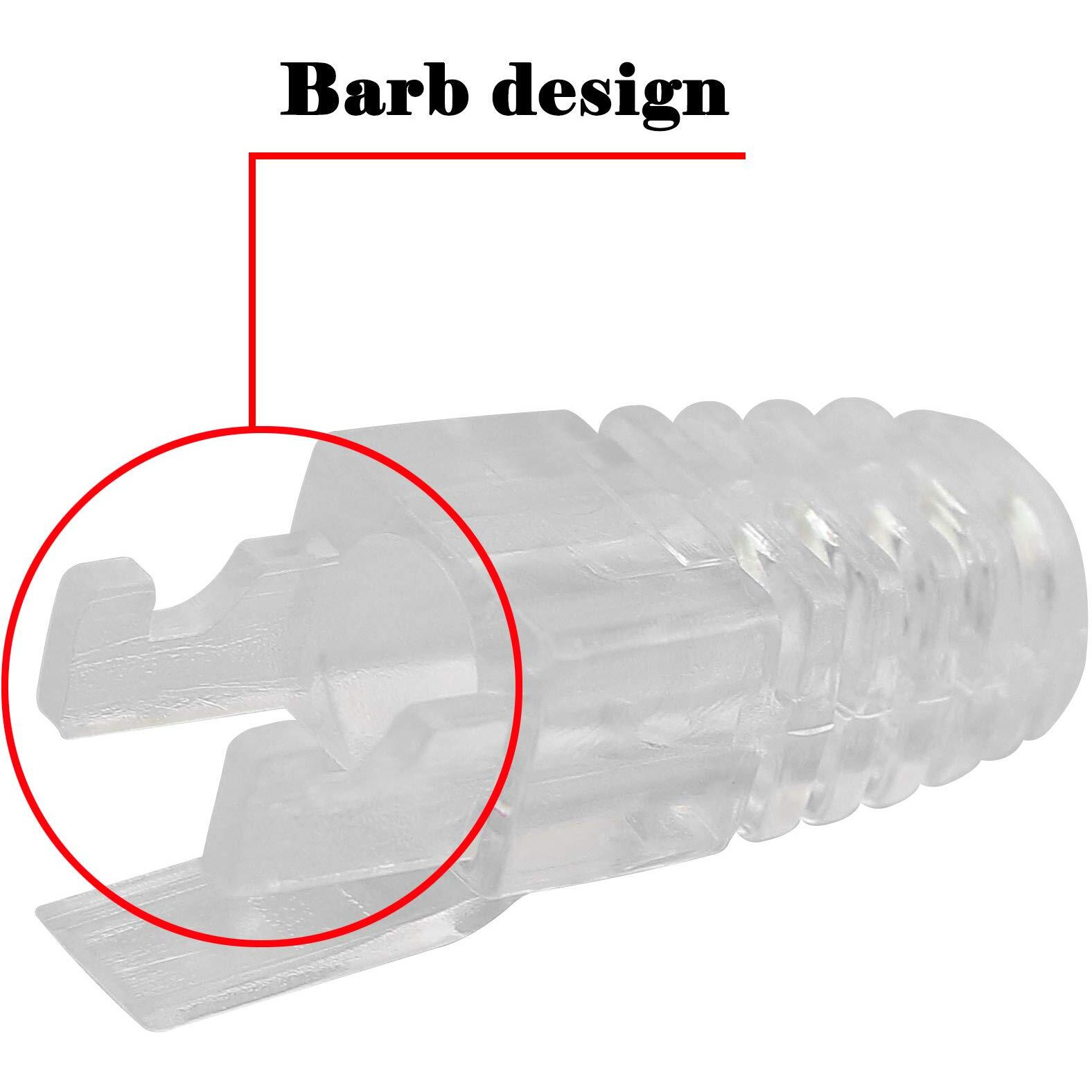 Gelrhonr 100 Pcs Rj45 Cat6 Strain Relief Boots Connector For Standard Cat6 Cat6A Ethernet Cable Lan Cable Connector Boot Cover For Various Diameter Lan Cable-Clear