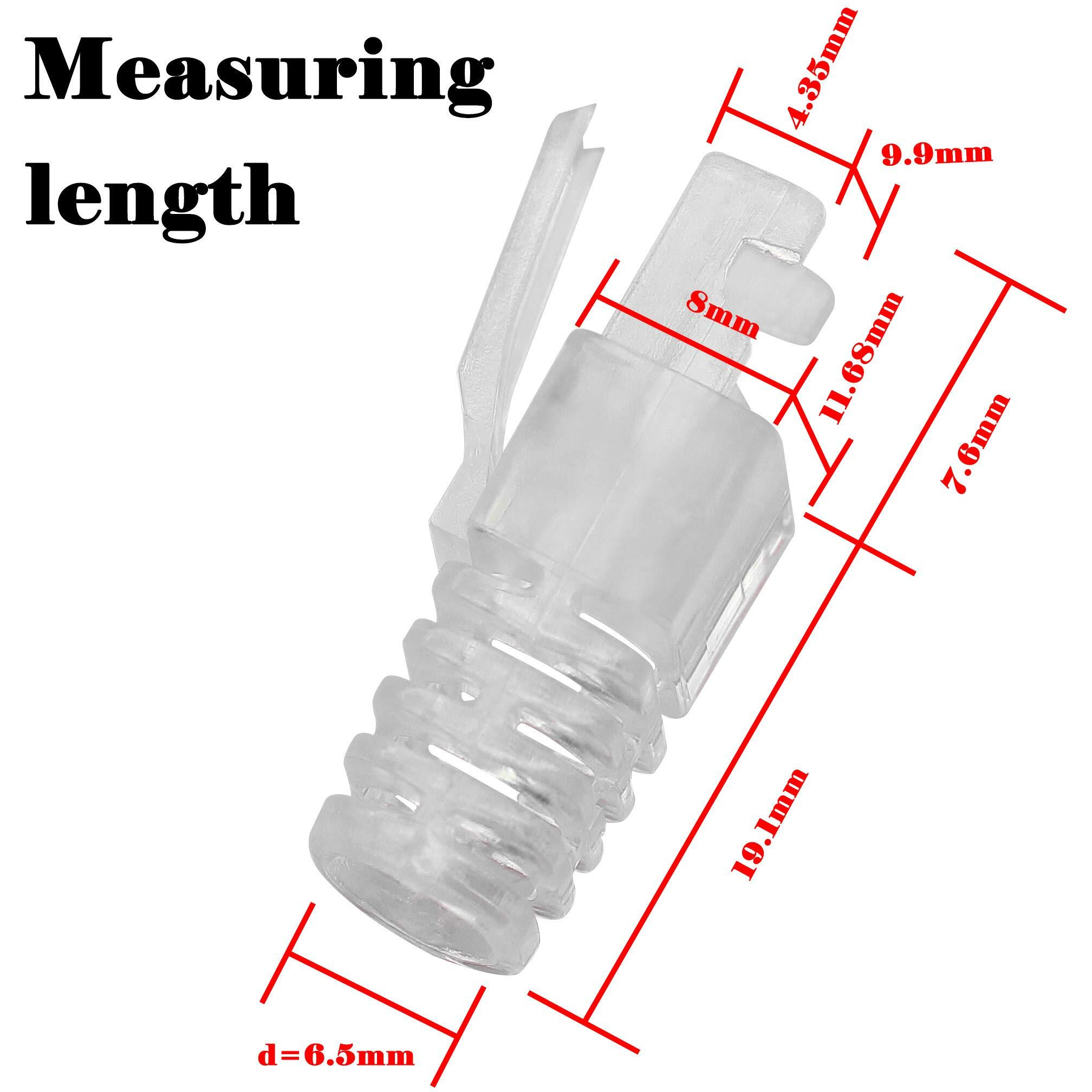 Gelrhonr 100 Pcs Rj45 Cat6 Strain Relief Boots Connector For Standard Cat6 Cat6A Ethernet Cable Lan Cable Connector Boot Cover For Various Diameter Lan Cable-Clear