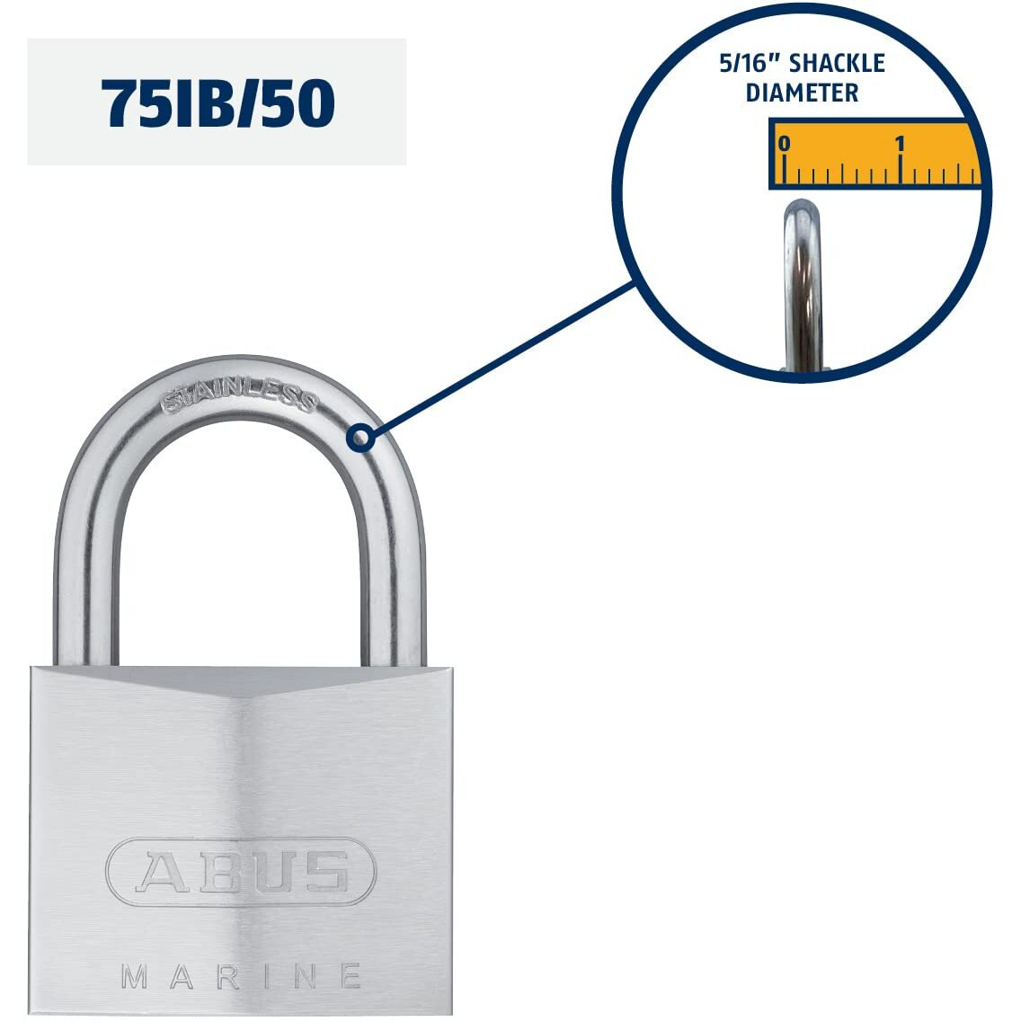 Abus 75Ib/50 Kd Marine Grade Chrome Plated Brass Padlock  Stainless Steel Shackle  Keyed Different