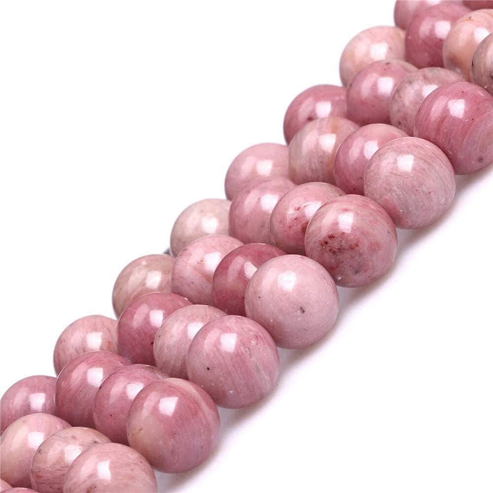 Lifavovy Genuine Rhodochrosite Beads For Jewelry Making Gemstone Semi Precious Stone Round 8Mm Strand 15In(46-48Pcs)