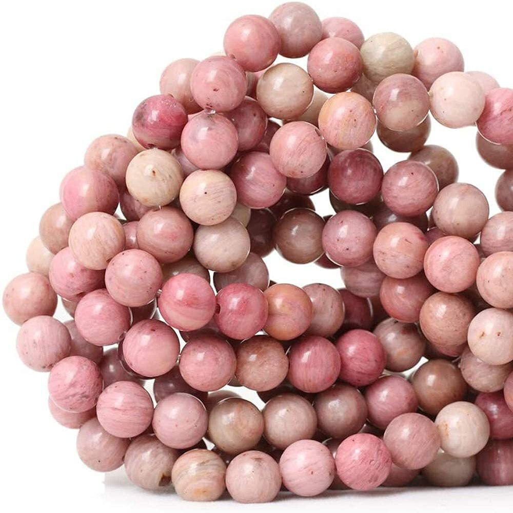Lifavovy Genuine Rhodochrosite Beads For Jewelry Making Gemstone Semi Precious Stone Round 8Mm Strand 15In(46-48Pcs)