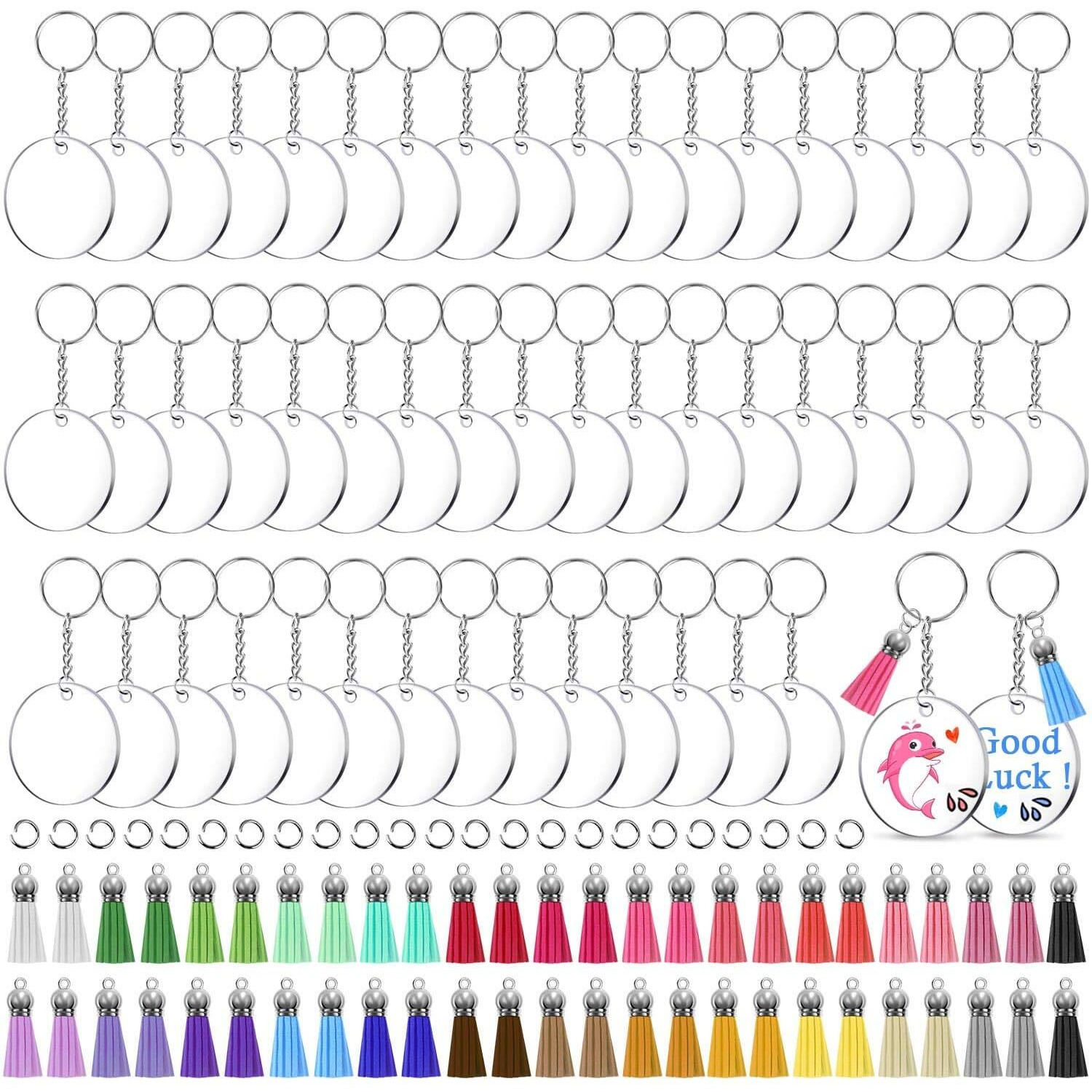 Shynek Acrylic Blank Keychains  200 Pcs Clear Keychain Blanks For Vinyl With 50 Pcs Acrylic Blanks  50 Pcs Keychain Tassels  50 Pcs Key Rings With Chain And 50 Pcs Jump Rings