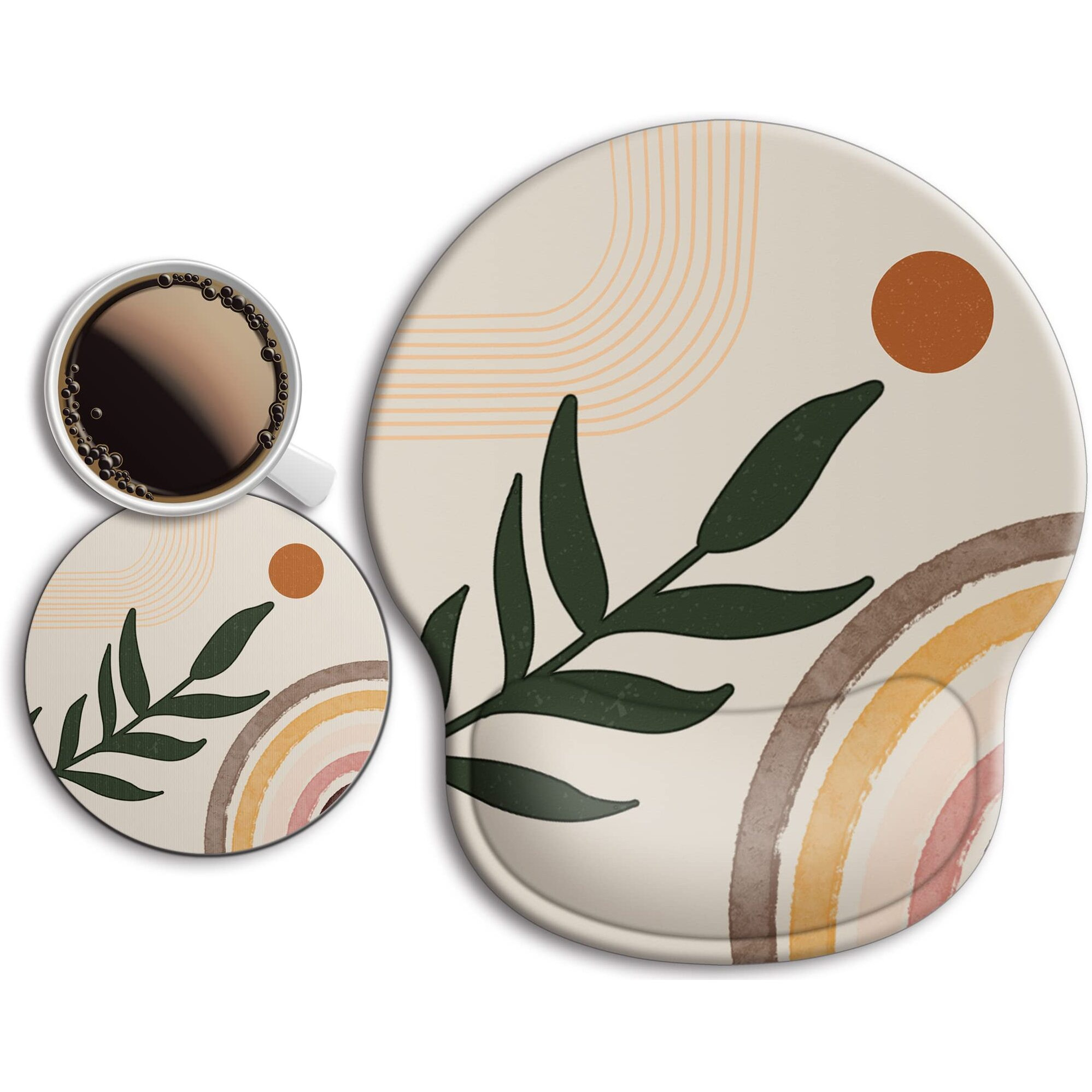 Ergonomic Mouse Pad With Wrist Support Rest [ 20% Larger] Mousepad Gel Wrist Rest  With Coaster Non-Slip & Pain Relief For Computer  Desk  Home&Office-Bohemia