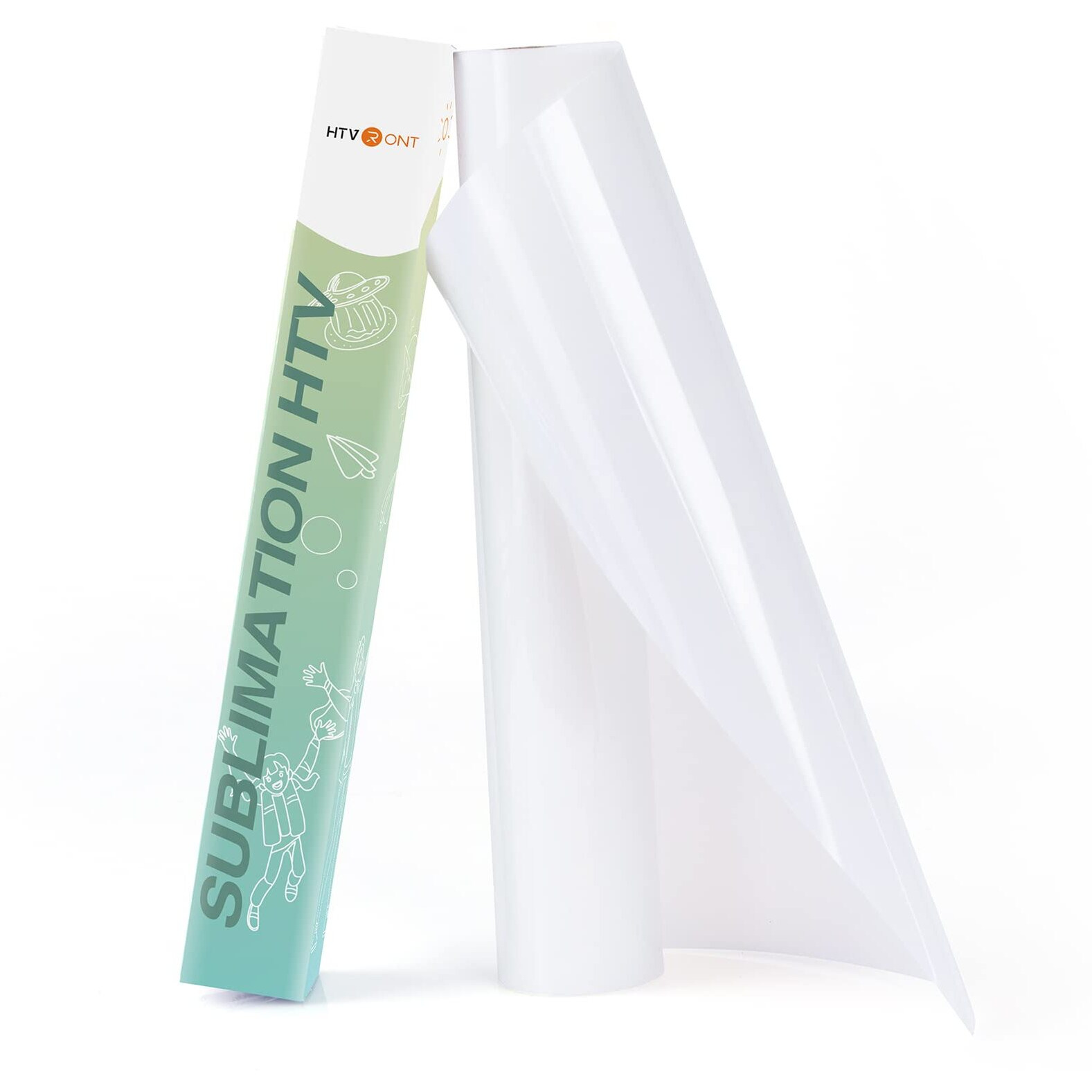 Htvront Clear Htv Vinyl For Sublimation - 12"" X 5Ft Upgraded Matte Sublimation Vinyl - Wash Durable Clear Dye Sub Htv For Light-Colored Cotton Fabric