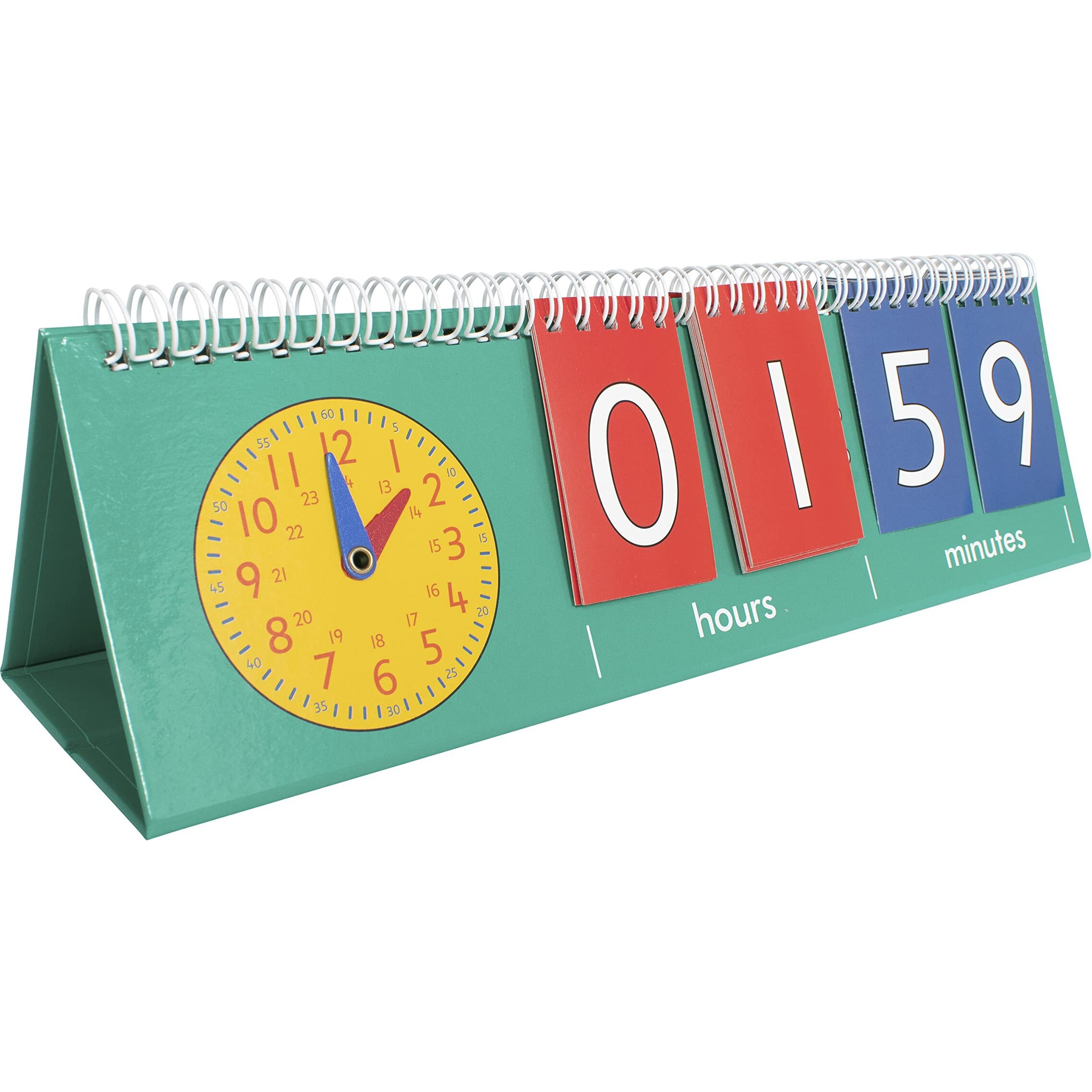 Edxeducation Time Flip Chart - Teaching Clock For Kids - Learn To Tell Time With Analog And Digital Clocks