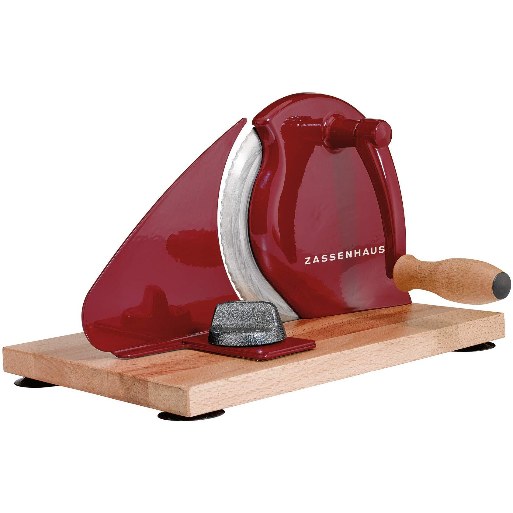 Zassenhaus Manual Bread Slicer  Classic Hand Crank Home Bread Slicer (Red)