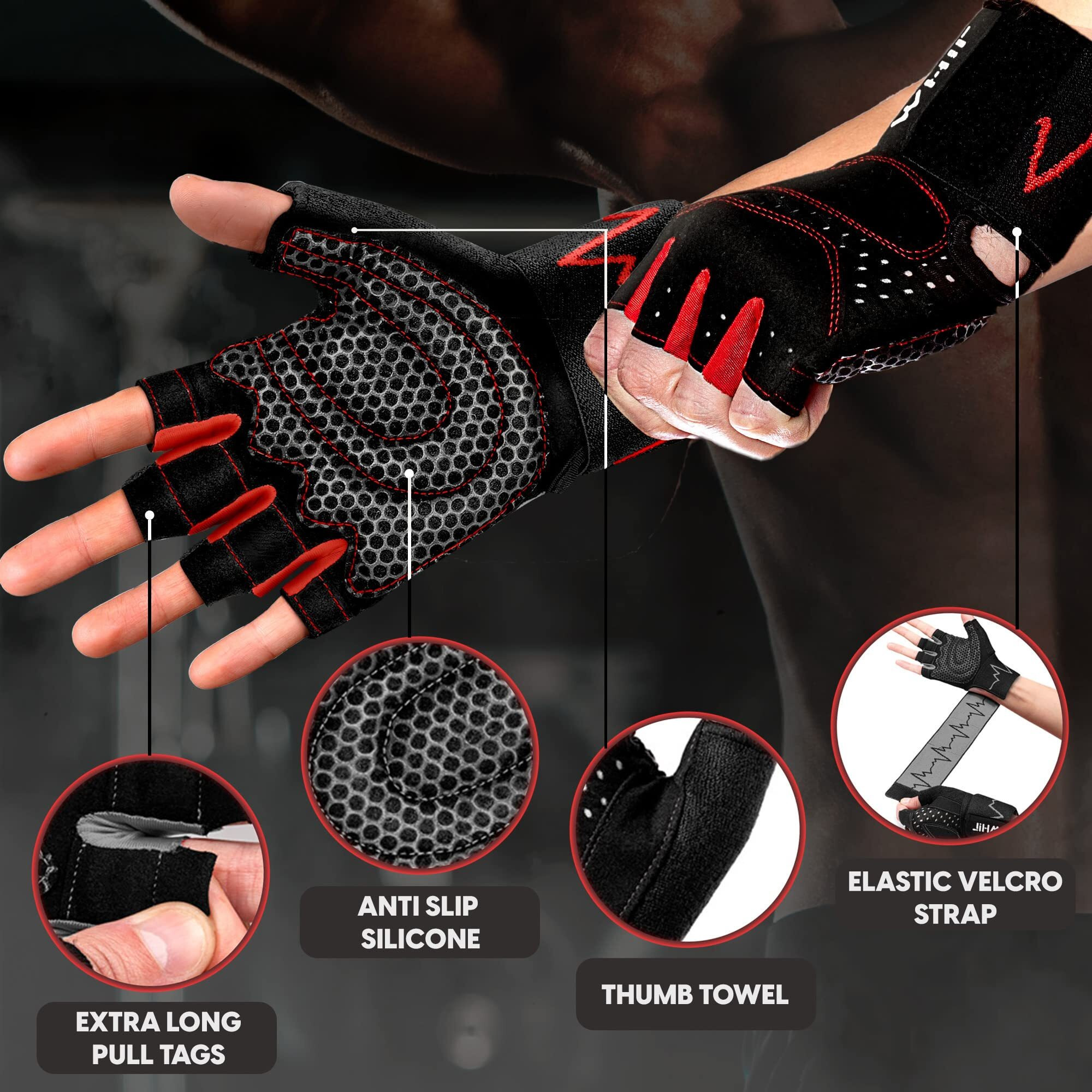 Mhil Workout Gloves For Mens & Womens - Weight Lifting Gloves  Gym Gloves For Men - Exercise Gloves  Training Gloves With Wrist Wraps Support For Weightlifting  Work Out  Pull Up- Full Palm Protection