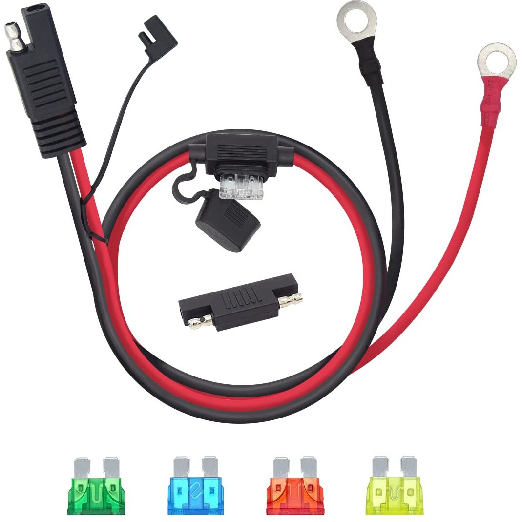 Billion Wealth 10Awg 3.3Ft Sae To O Ring Connecters Extension Cord Cable Connector Compatible With Battery Charger/Maintainer (10Awg 3.3Ft)