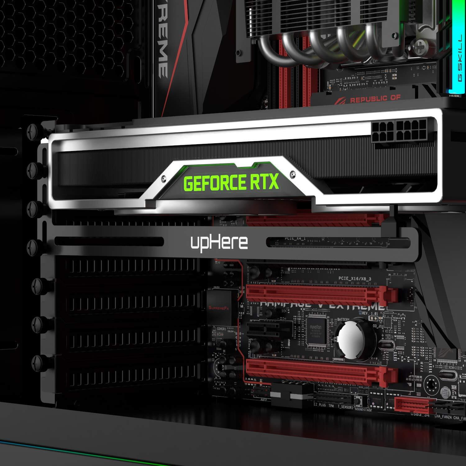 Uphere Graphics Card Gpu Brace Support Video Card Sag Holder/Holster Bracket  Anodized Aerospace Aluminum  Single Or Dual Slot Cards (Black) Gl05(Not Support 3080 Ti)