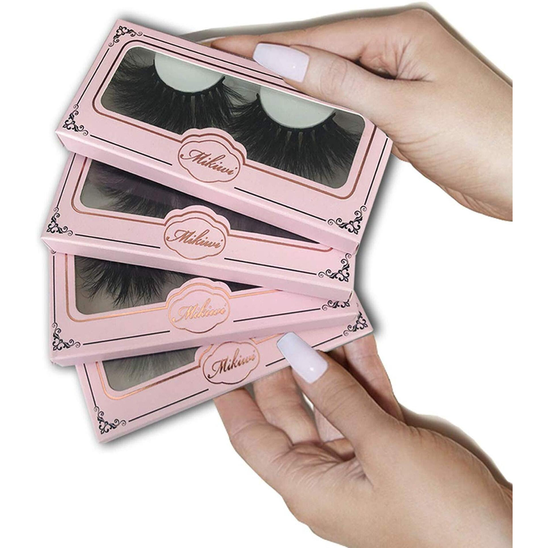 25Mm Mink Lashes Mikiwi 4 Pack  Real 3D Mink Lashes  Fluffy Mink Lashes  Thick Handmade Full Strip Lashes  Dramatic 25Mm Lashes  3D Mink Eyelashes
