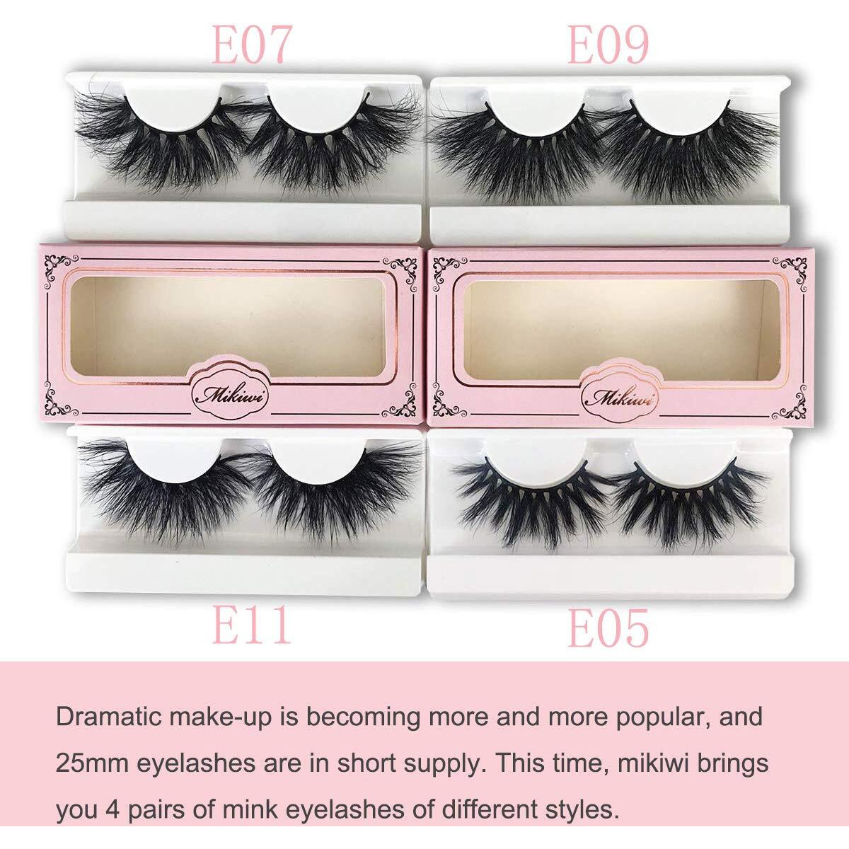 25Mm Mink Lashes Mikiwi 4 Pack  Real 3D Mink Lashes  Fluffy Mink Lashes  Thick Handmade Full Strip Lashes  Dramatic 25Mm Lashes  3D Mink Eyelashes