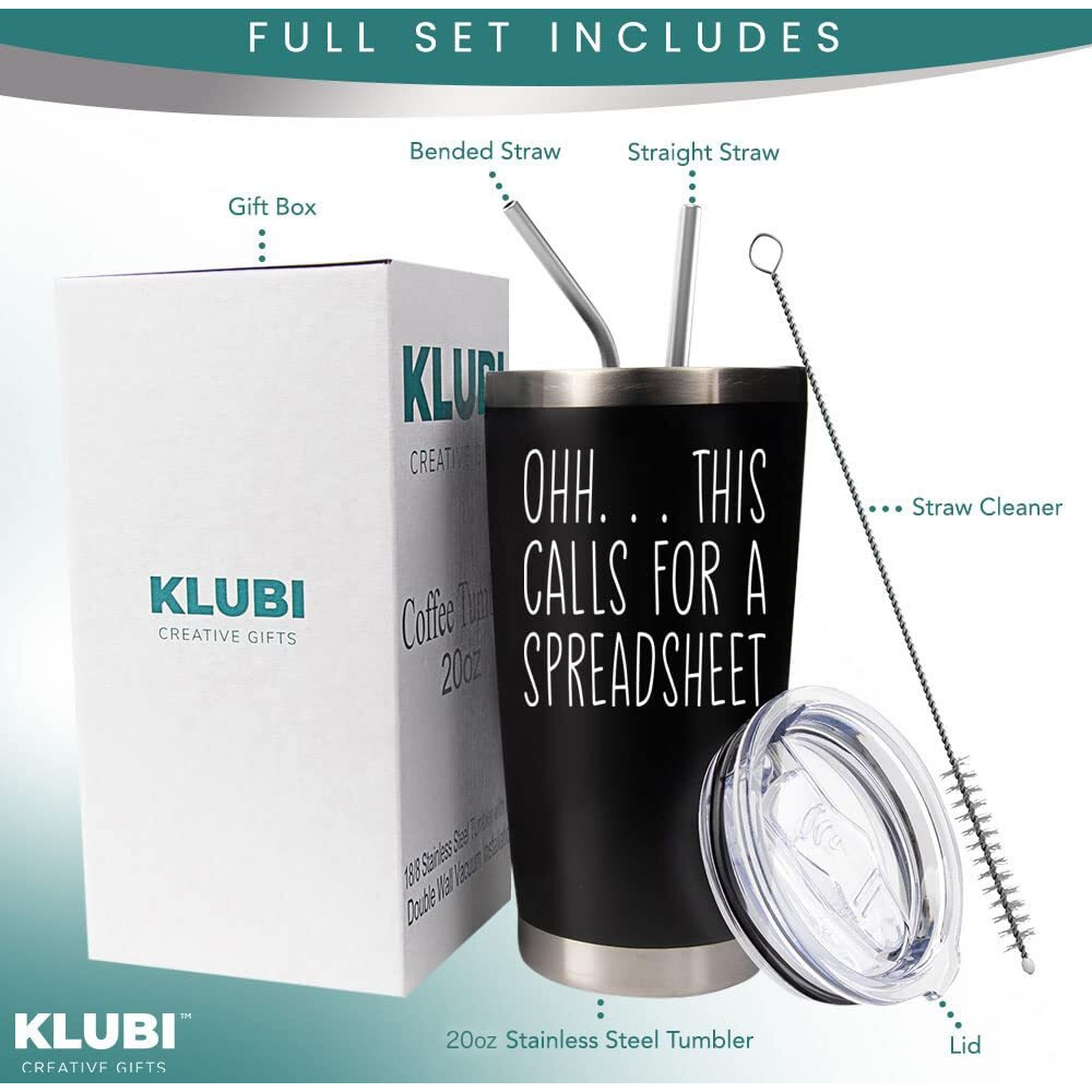 Klubi Accountant Gifts Spreadsheet Mug - 20Oz Tumbler Coffee Mug Oh This Calls For A Spreadsheet Funny Gift For Accounting  Boss  Cpa  Men  Women  Nerd